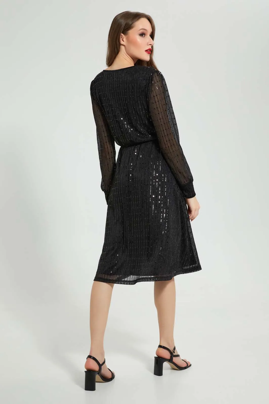 Black Shimmery Wrap Dress