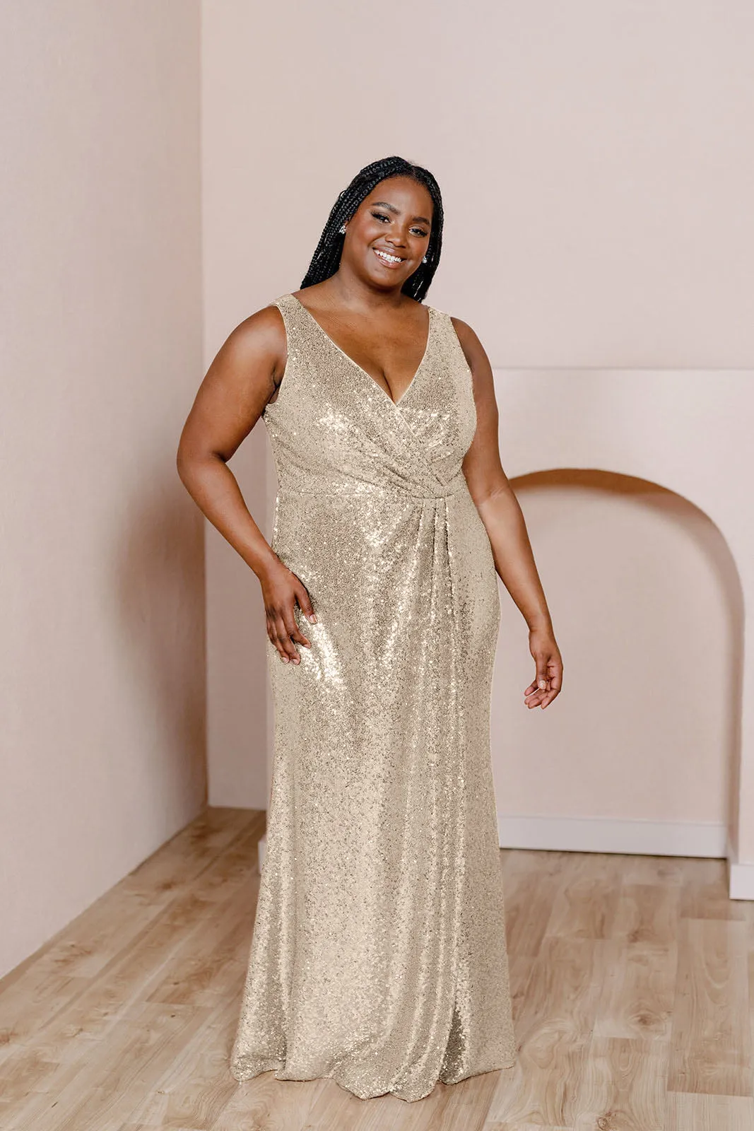Blair Sequin Dress | Ready To Ship | Champagne Gold