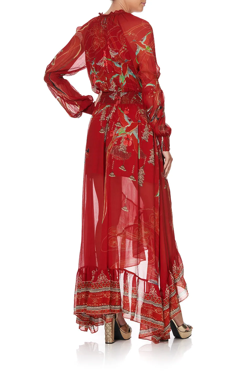 BLOUSON SLEEVE WRAP DRESS FORBIDDEN FRUIT