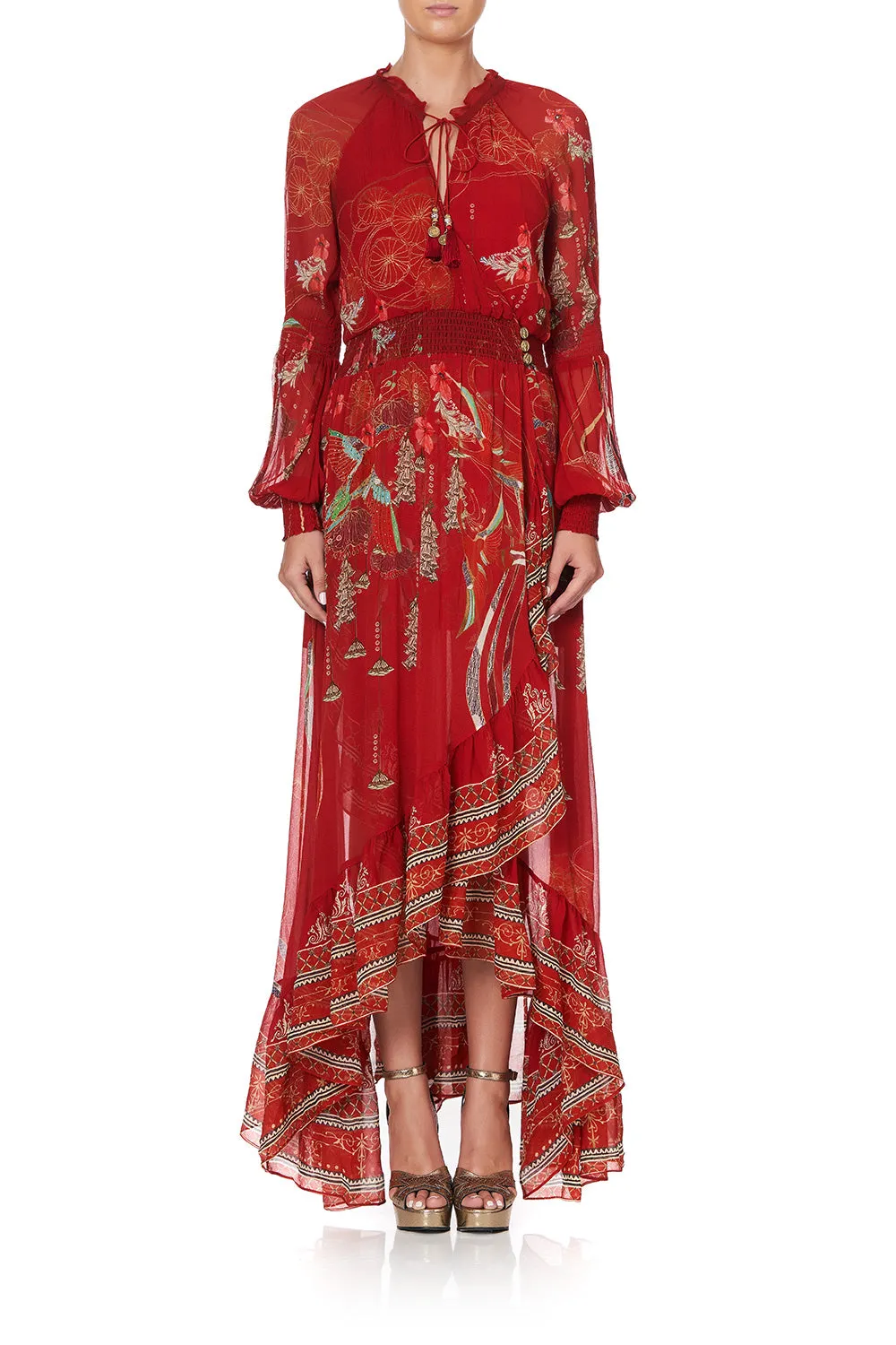 BLOUSON SLEEVE WRAP DRESS FORBIDDEN FRUIT