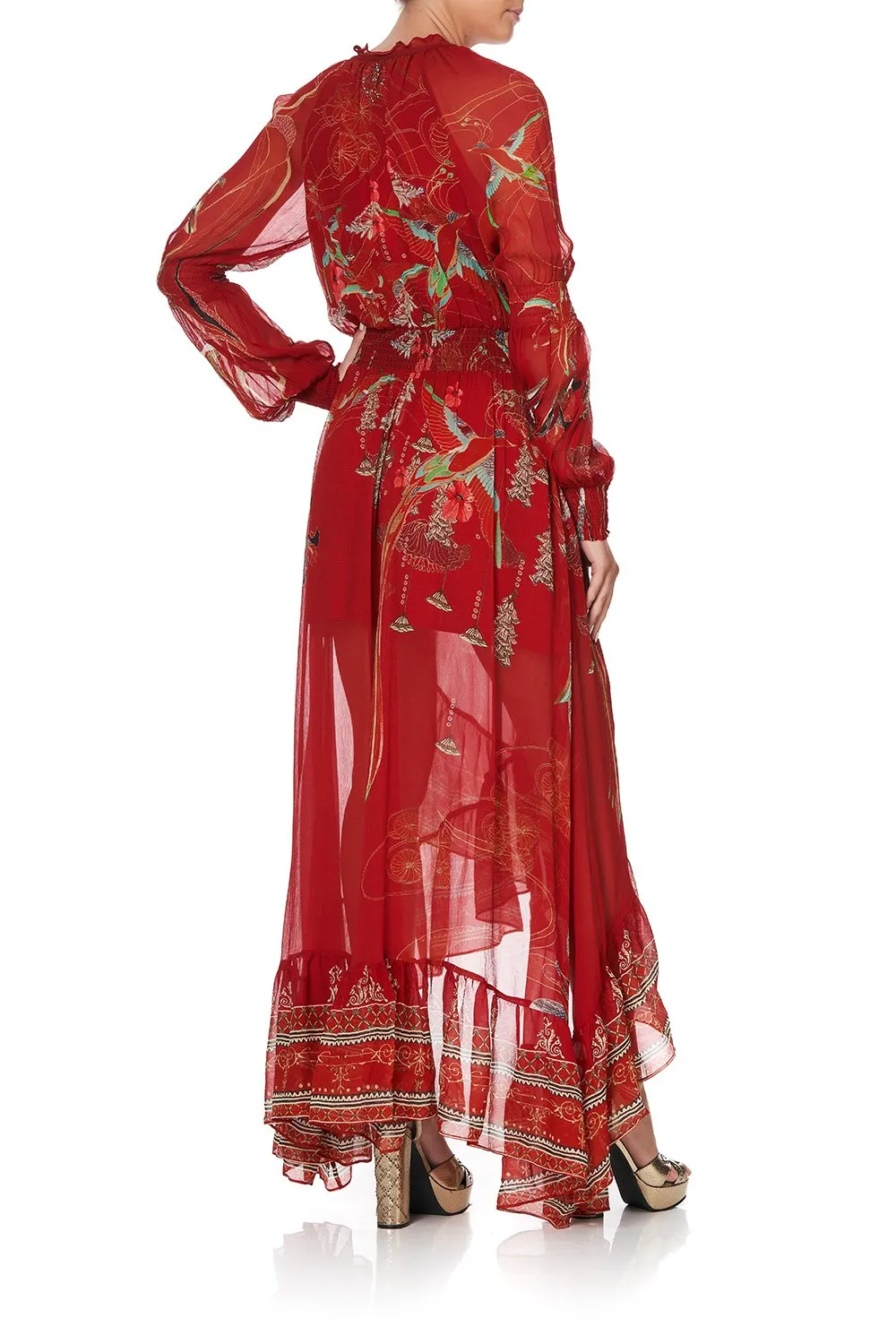 BLOUSON SLEEVE WRAP DRESS FORBIDDEN FRUIT