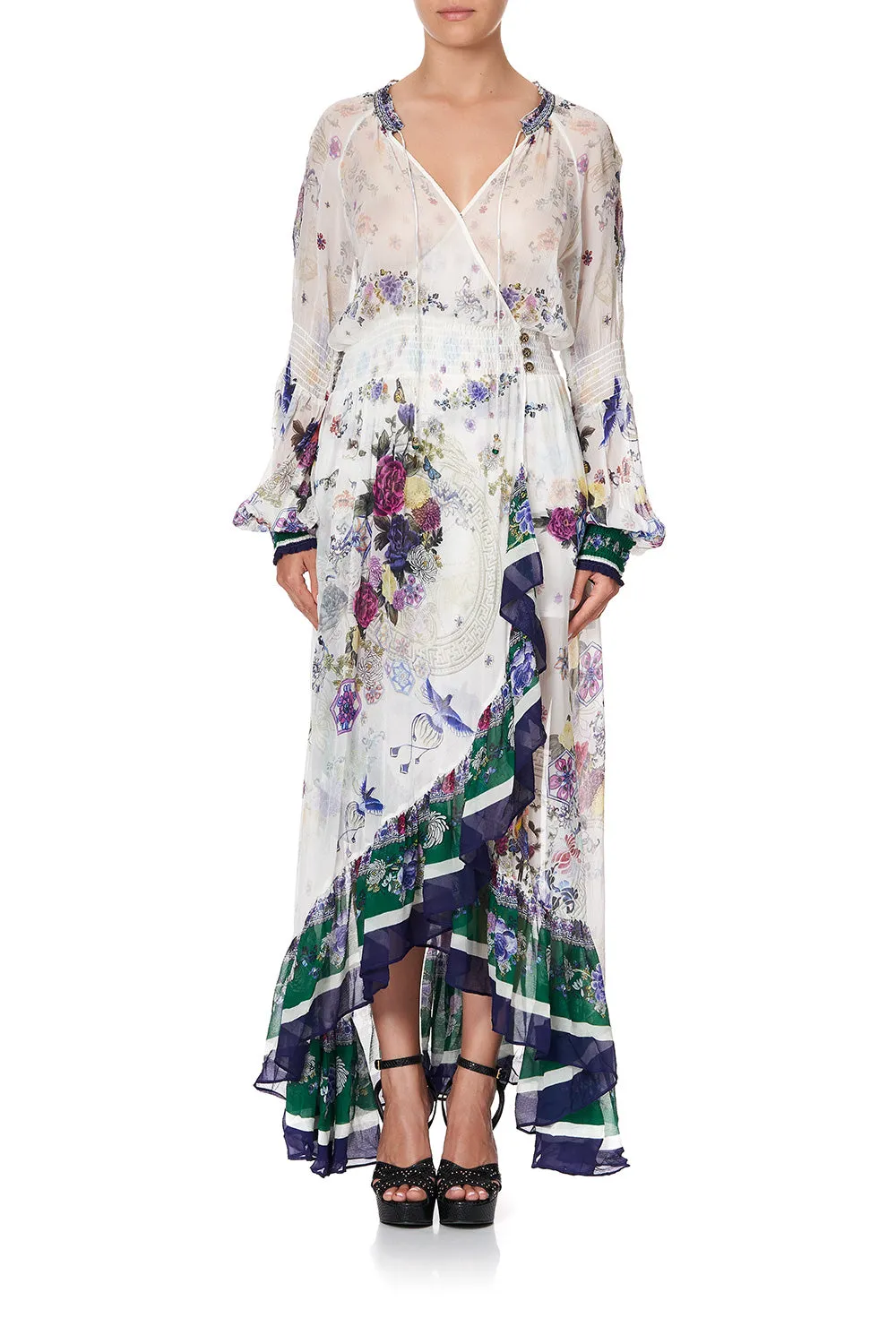 BLOUSON SLEEVE WRAP DRESS GENTLE MOON