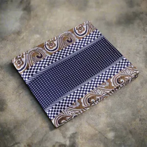 Blue Brown Check Paisley Pocket Square
