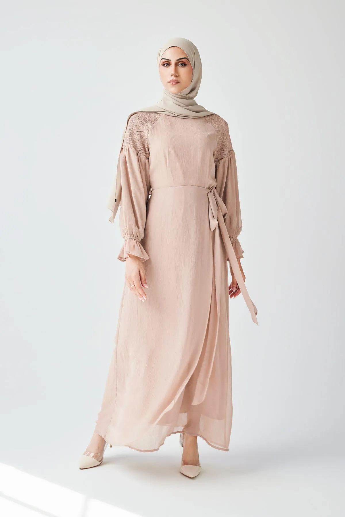 Brianna Tie Wrap Maxi Dress - Sand