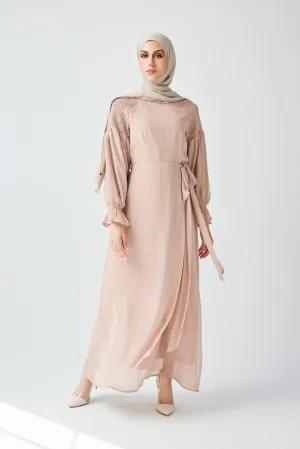 Brianna Tie Wrap Maxi Dress - Sand