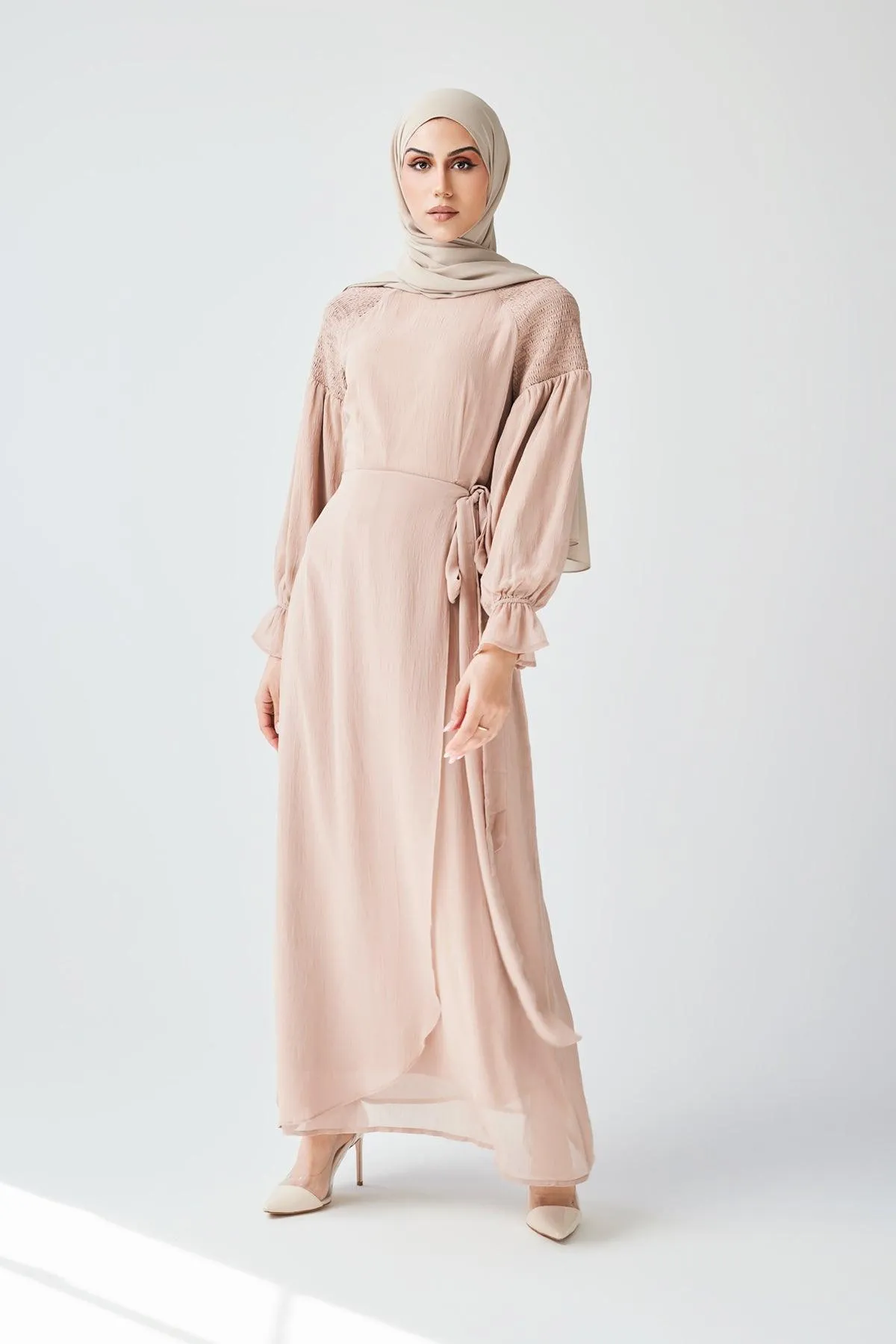 Brianna Tie Wrap Maxi Dress - Sand