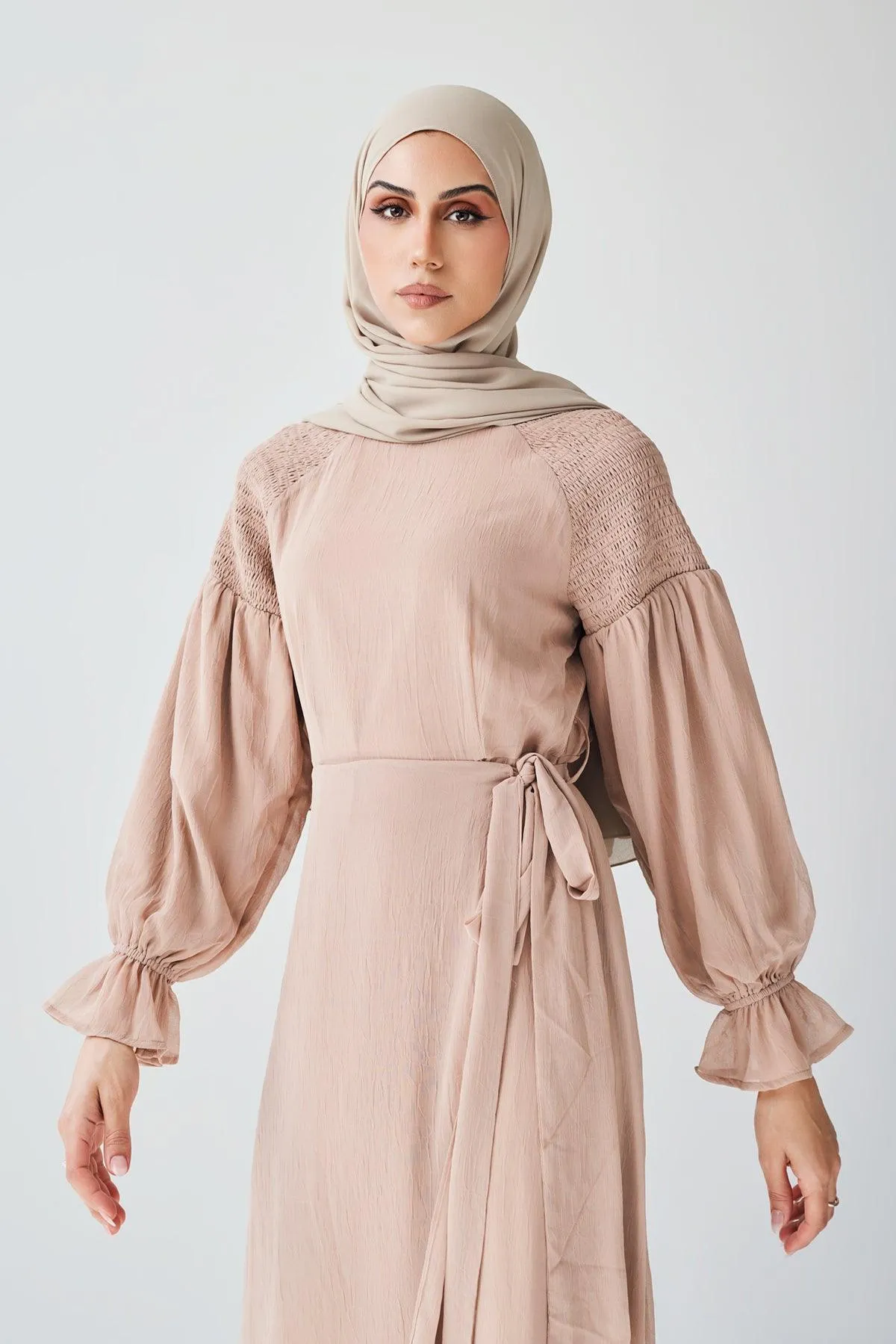 Brianna Tie Wrap Maxi Dress - Sand