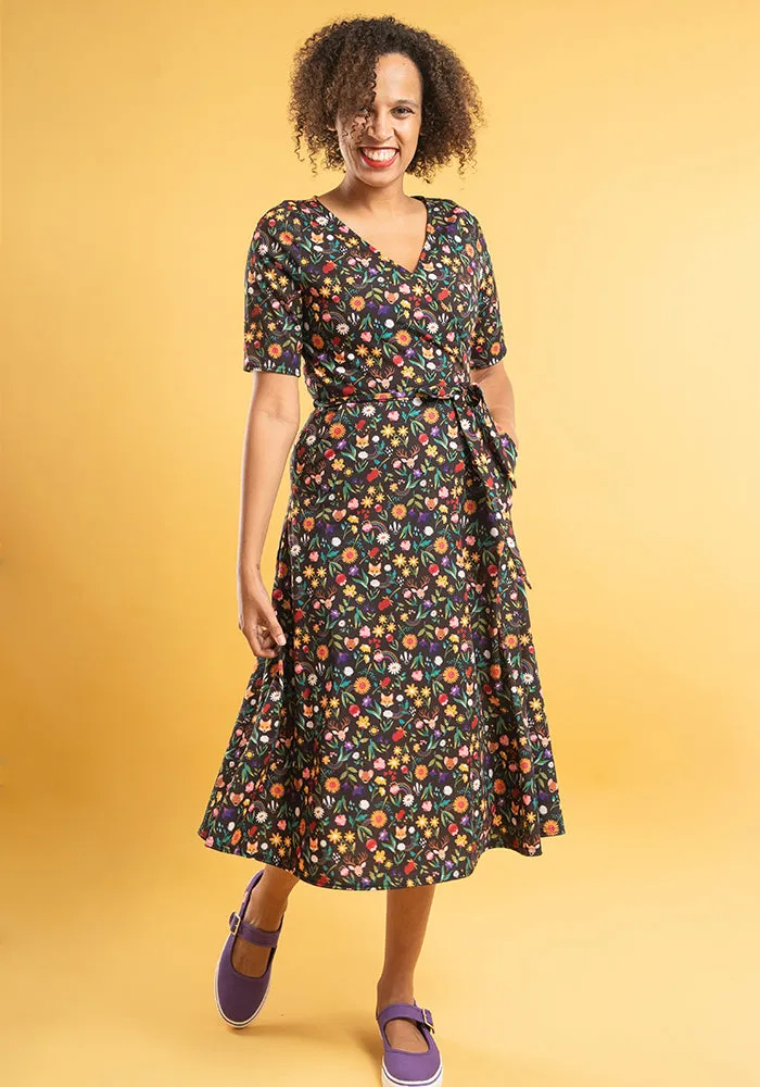 Brinkley Creatures Print Midi Dress