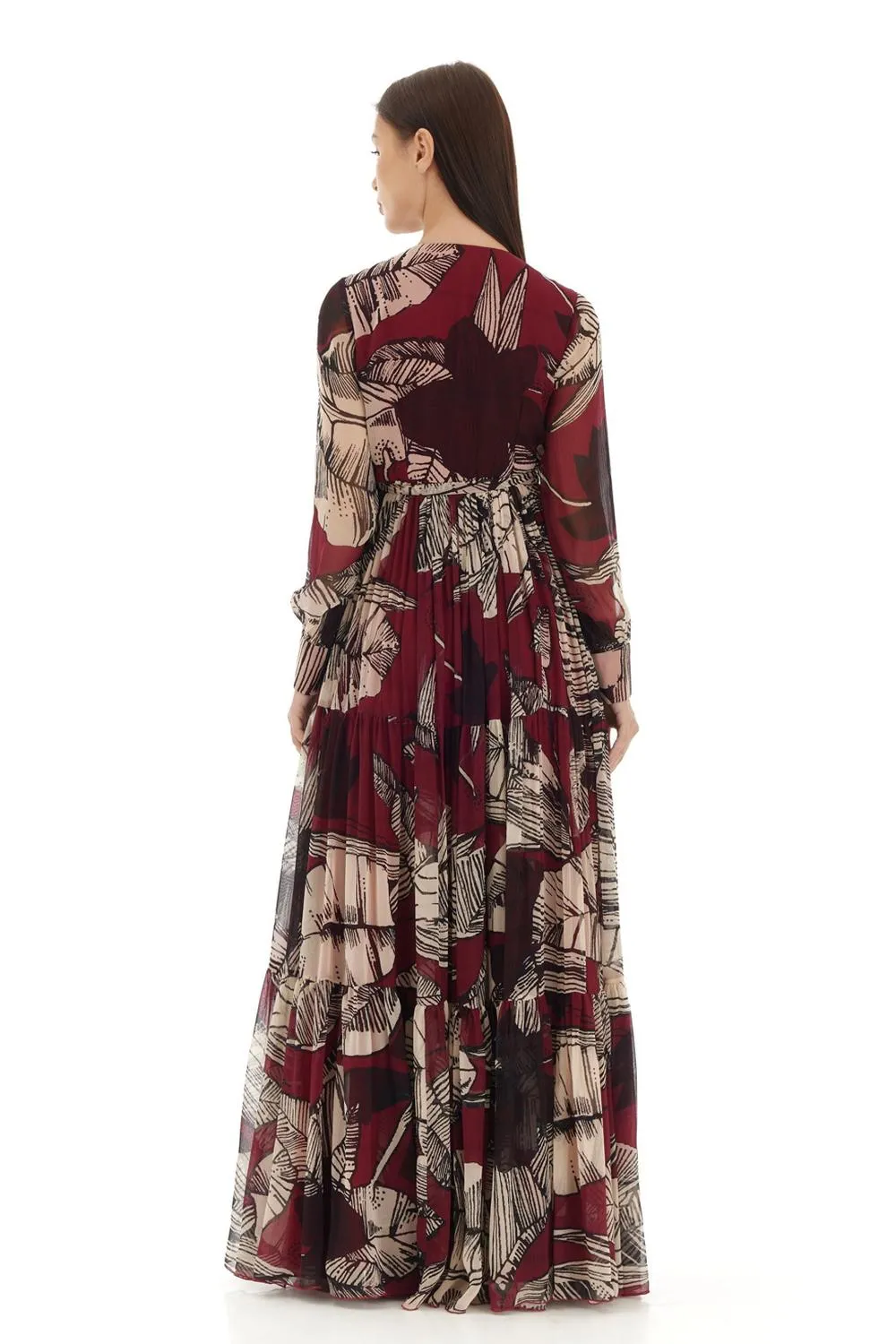 Brown & Off White Floral Wrap Dress