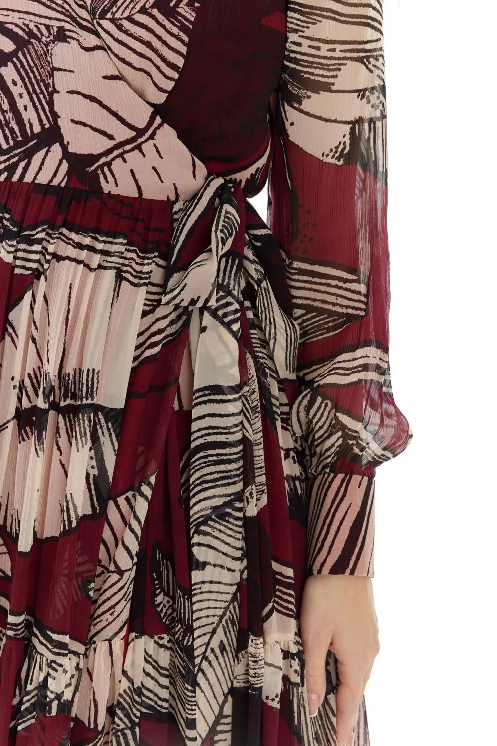 Brown & Off White Floral Wrap Dress