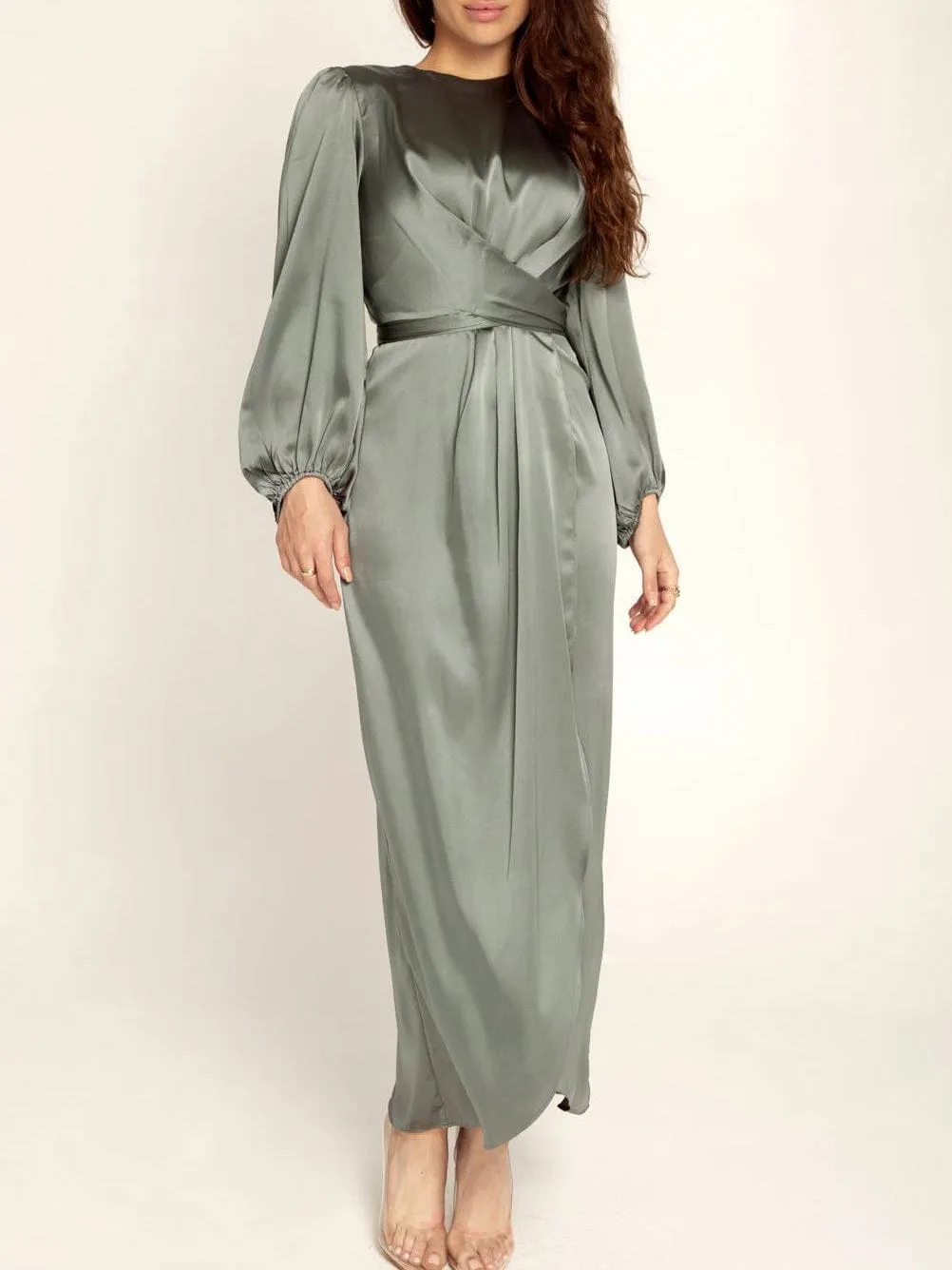 Brown Velvet Midi Dress