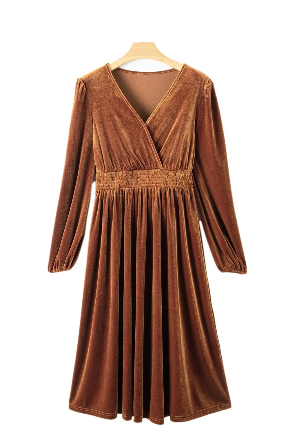 Brown Velvet Midi Dress