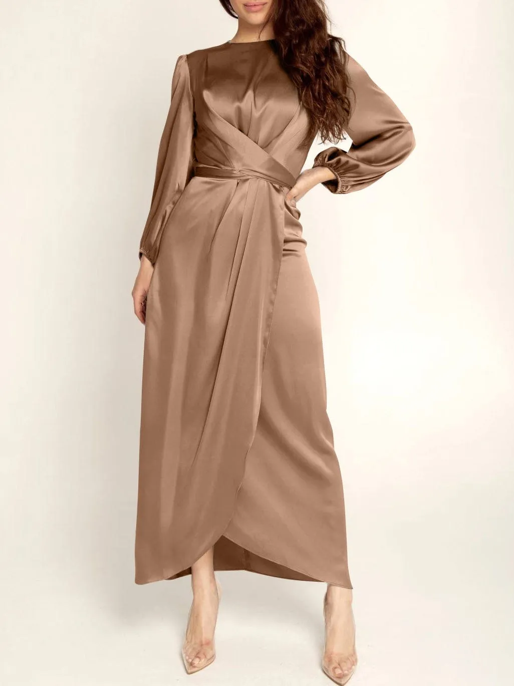 Brown Velvet Midi Dress