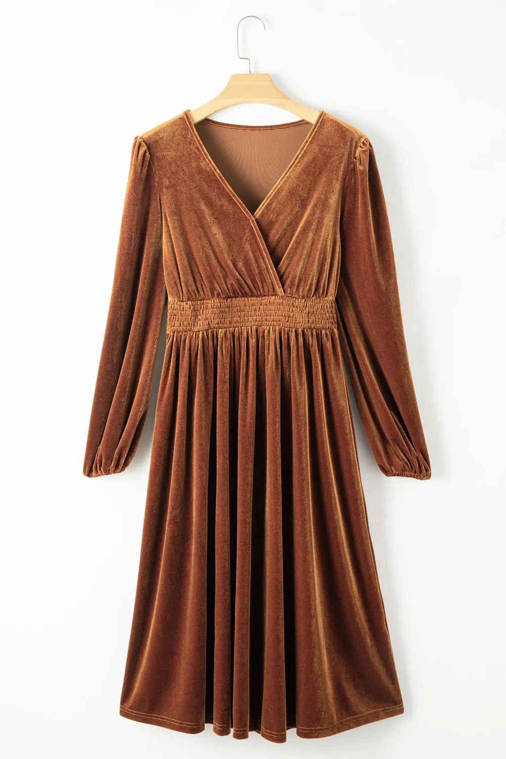 Brown Velvet Midi Dress