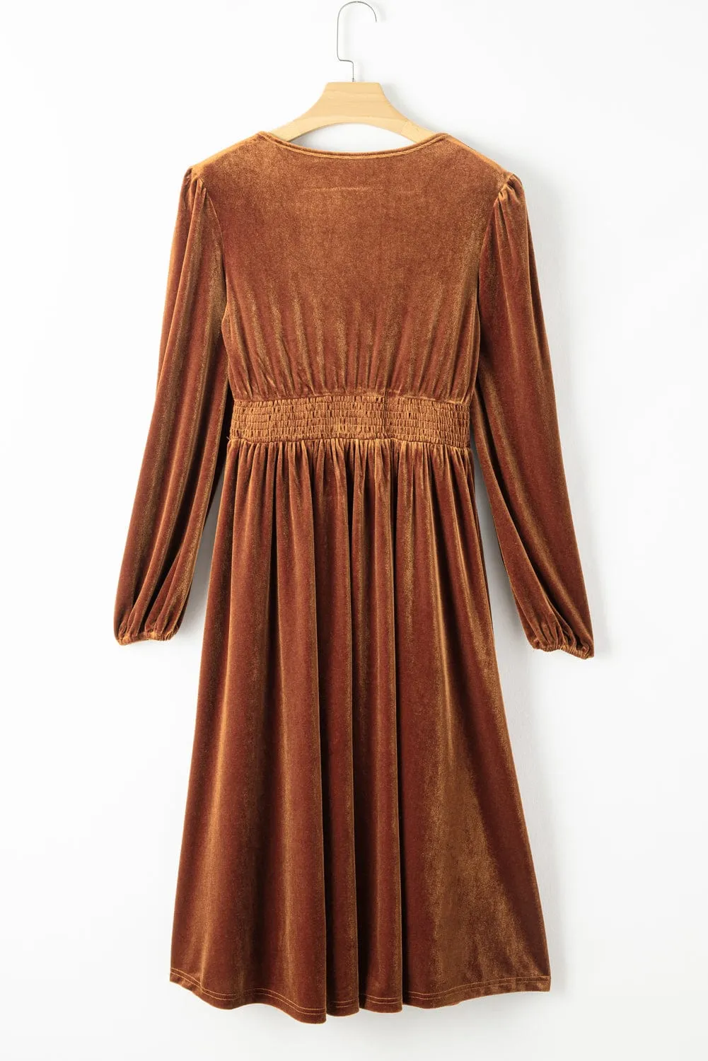 Brown Velvet Wrap Dress