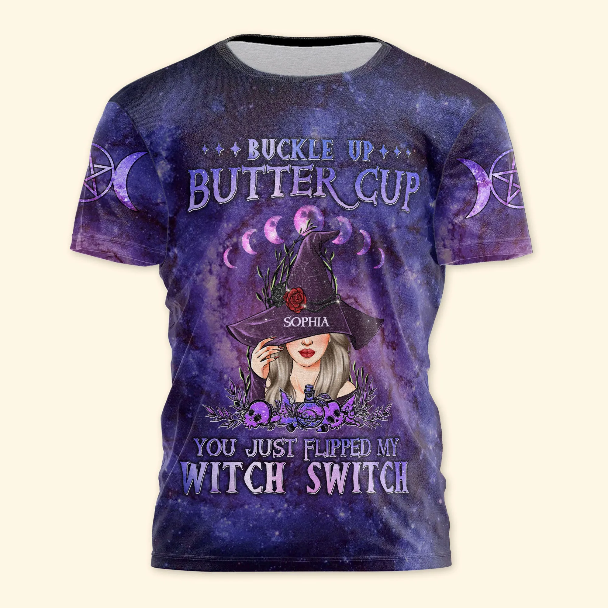 Buckle Up Butter Cup - Personalized 3D All Over Printed Shirt - Halloween Gift For Witches, Witch Craft - Grimoire