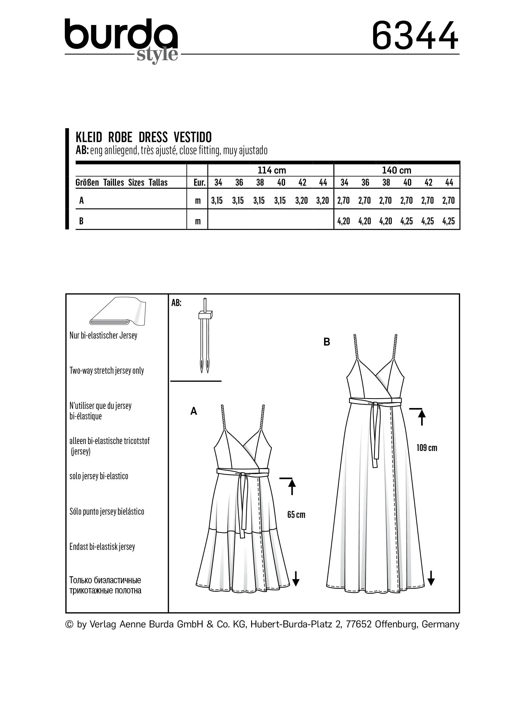 BURDA - 6344 Wrap Dress - Pinafore Dress