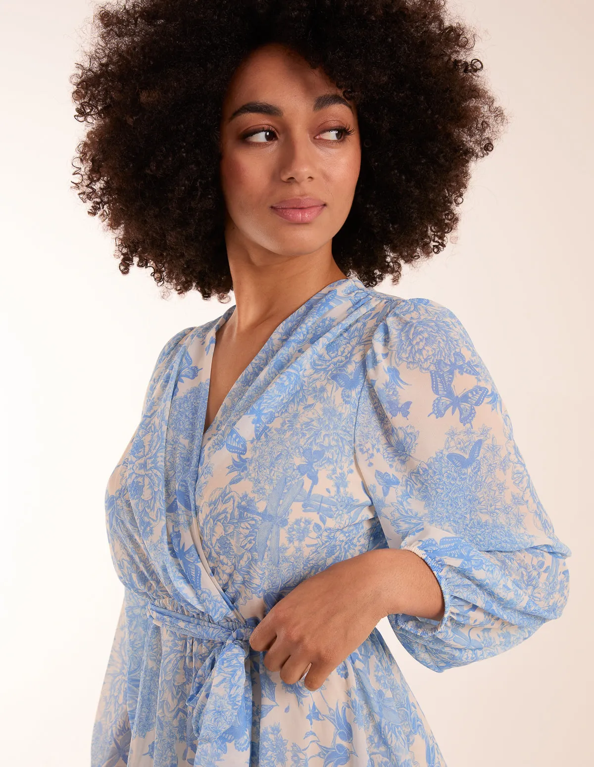 Butterfly Floral Wrap Dress