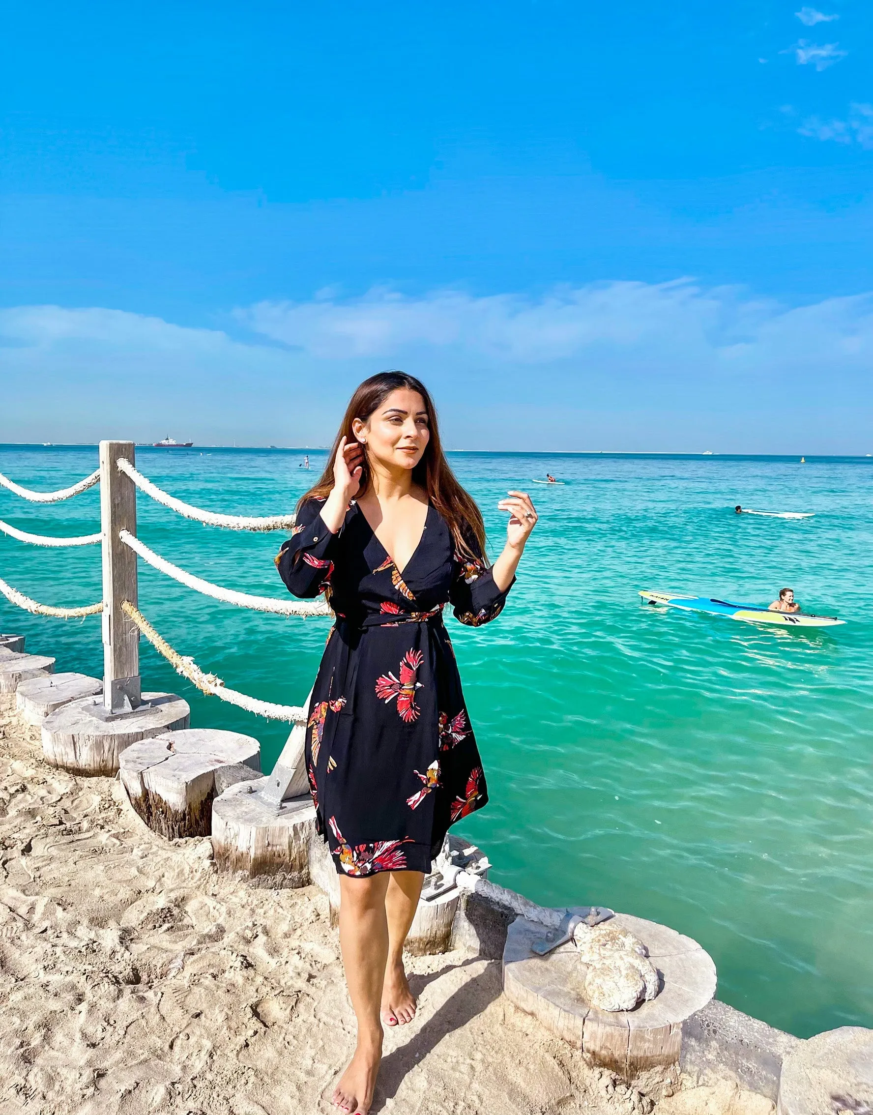 Butterfly Print Wrap Dress
