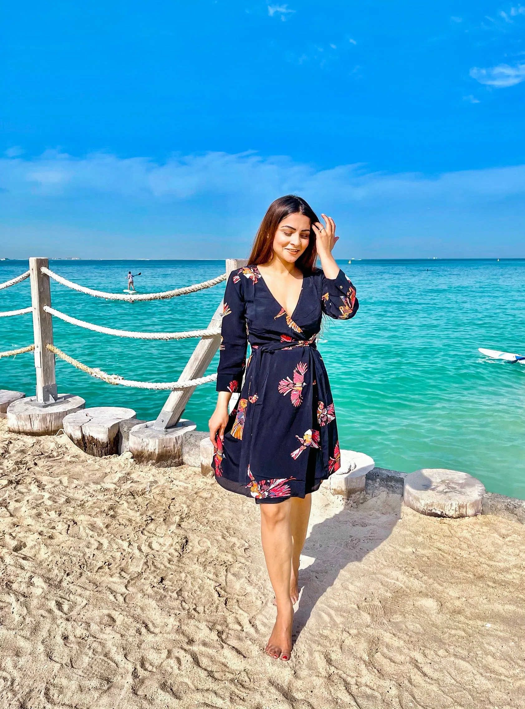 Butterfly Print Wrap Dress