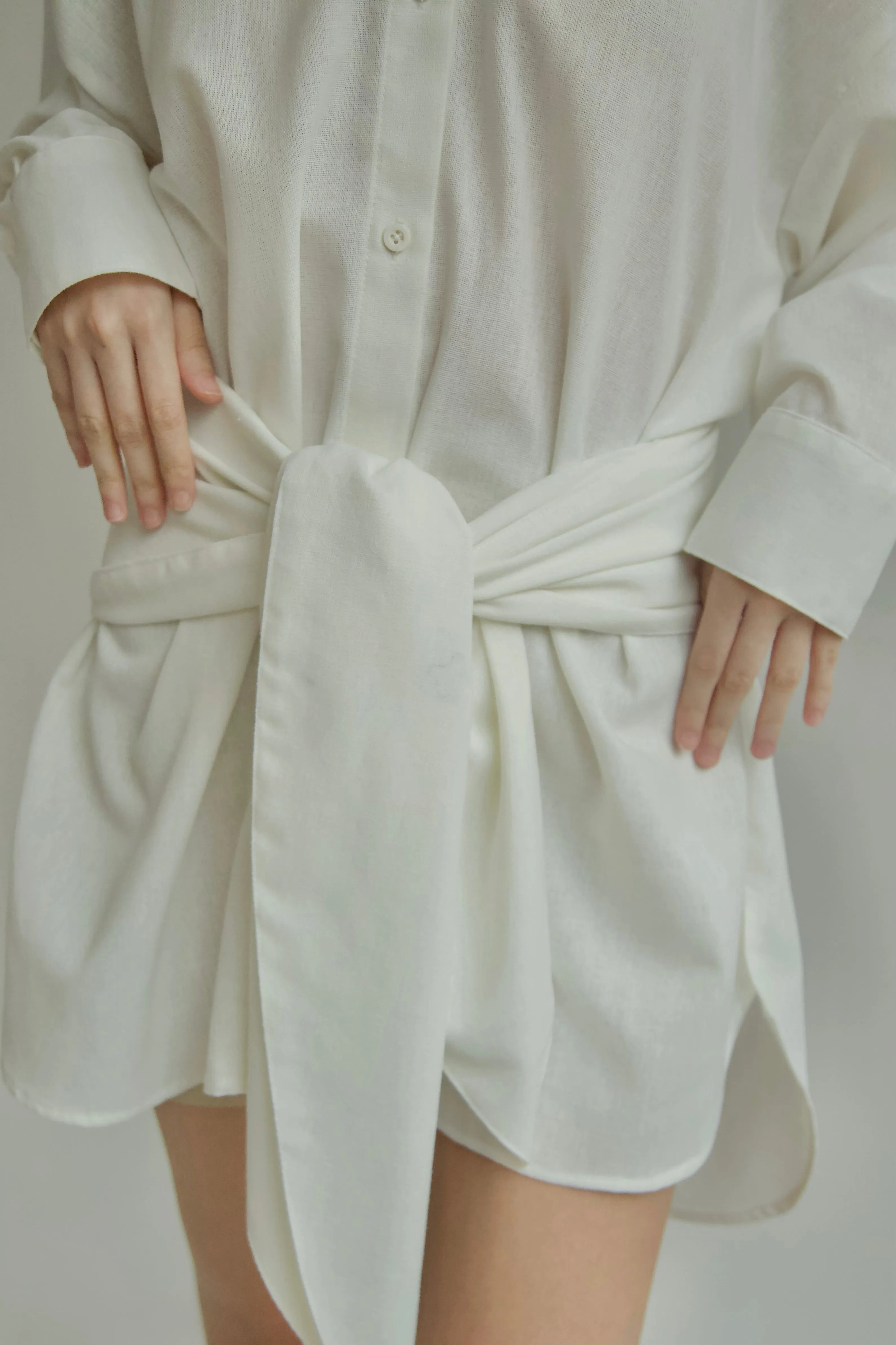 BUTTON DOWN POLO DRESS W/ WRAP TIE