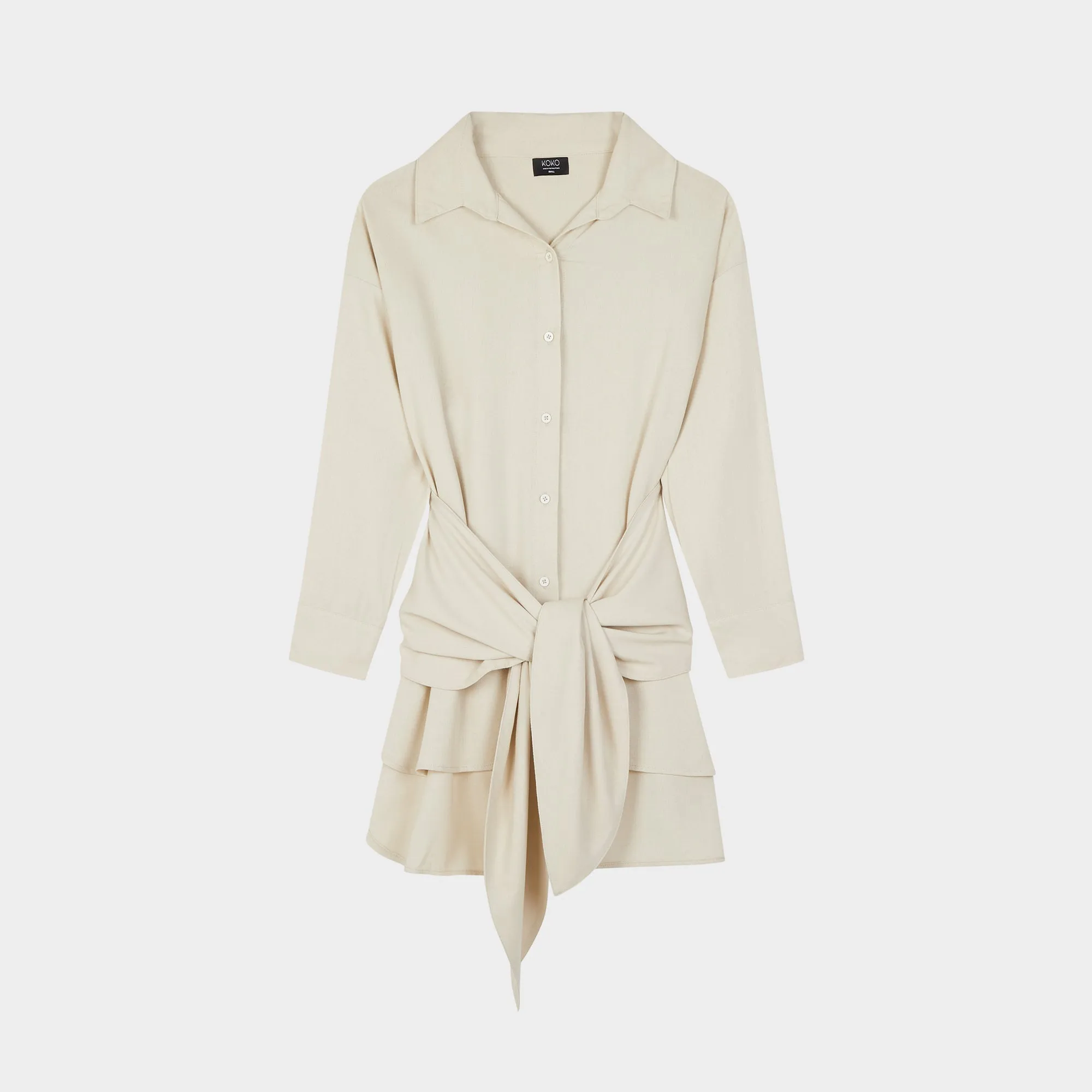 BUTTON DOWN POLO DRESS W/ WRAP TIE