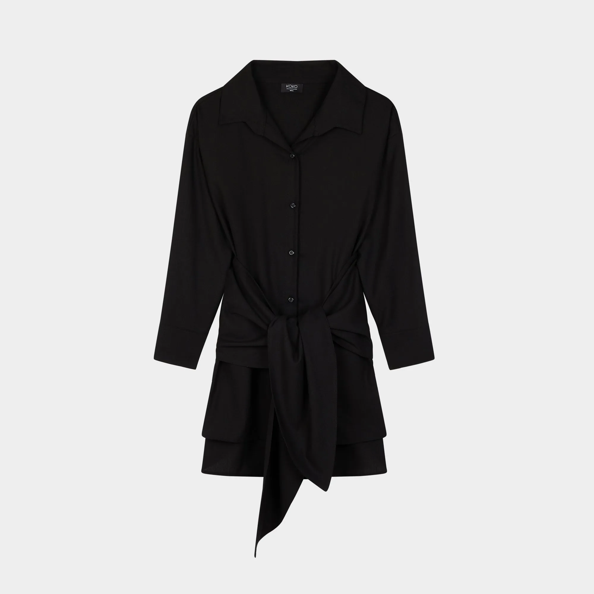 BUTTON DOWN POLO DRESS W/ WRAP TIE