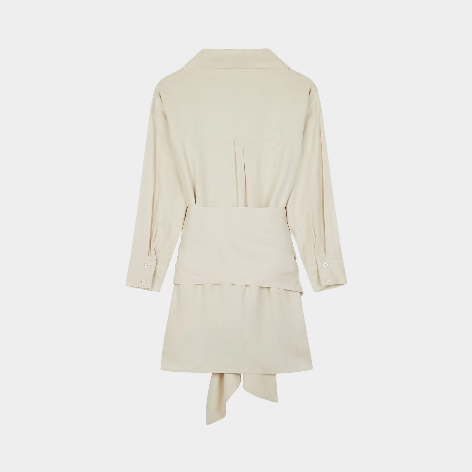 BUTTON DOWN POLO DRESS W/ WRAP TIE