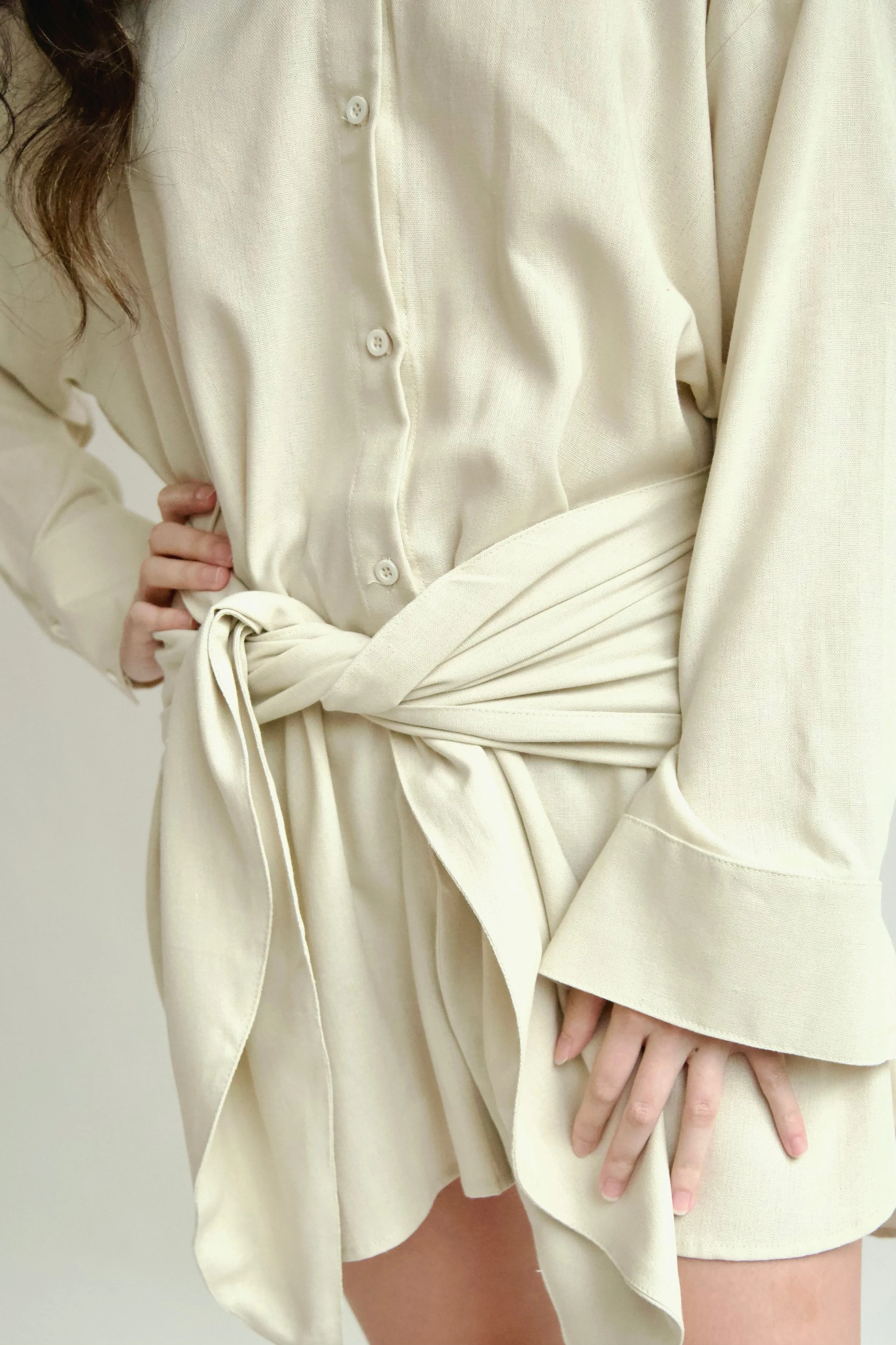 BUTTON DOWN POLO DRESS W/ WRAP TIE
