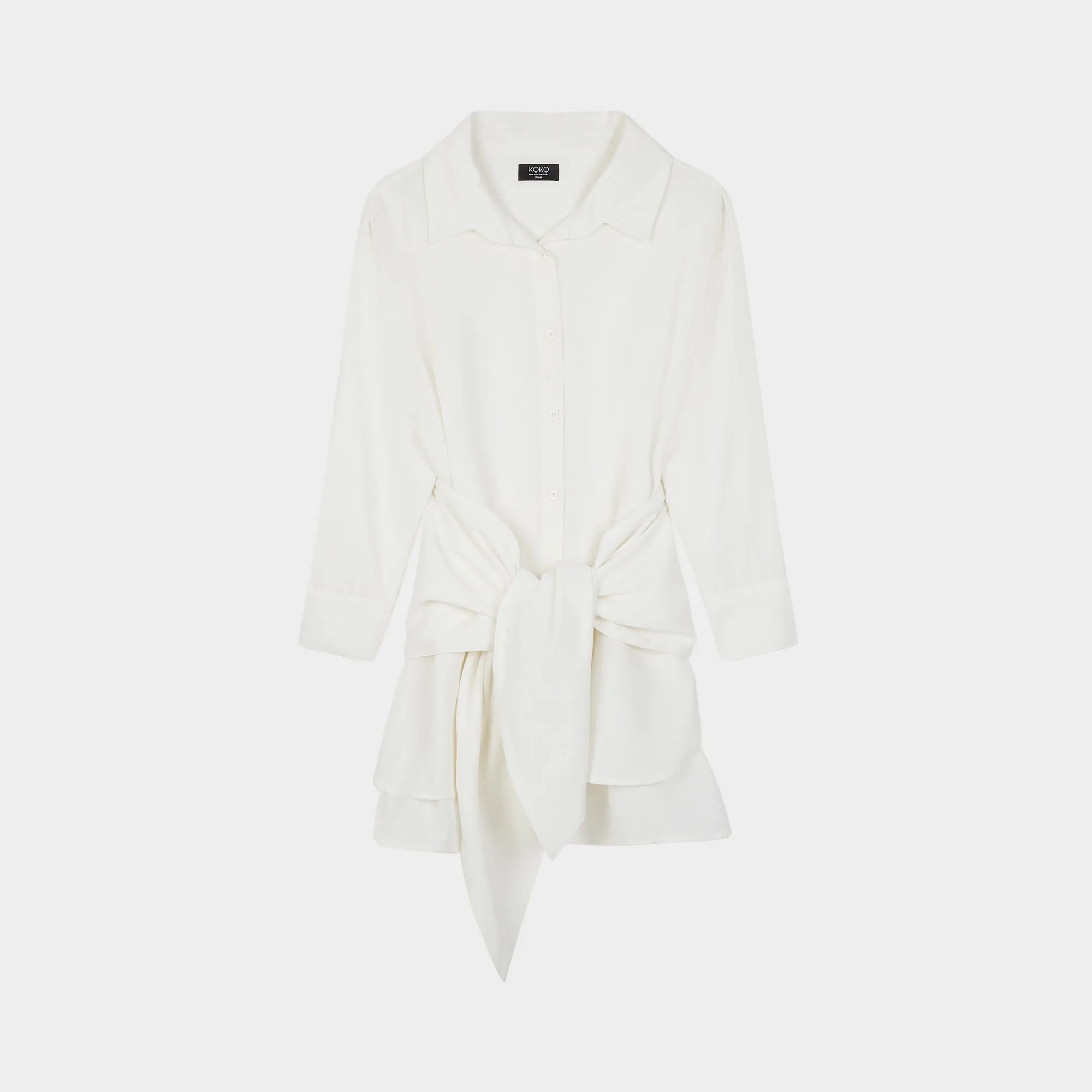 BUTTON DOWN POLO DRESS W/ WRAP TIE