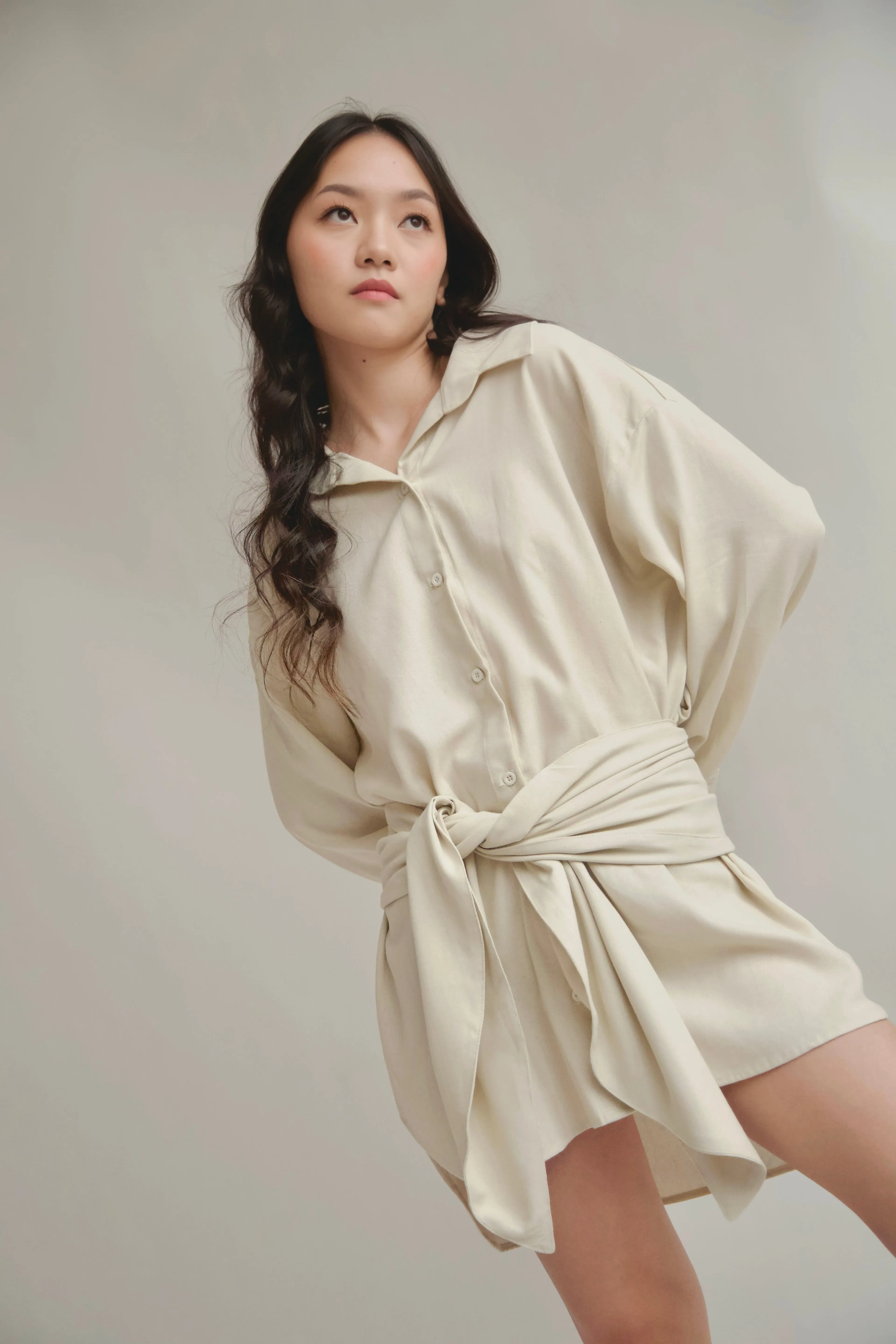 BUTTON DOWN POLO DRESS W/ WRAP TIE