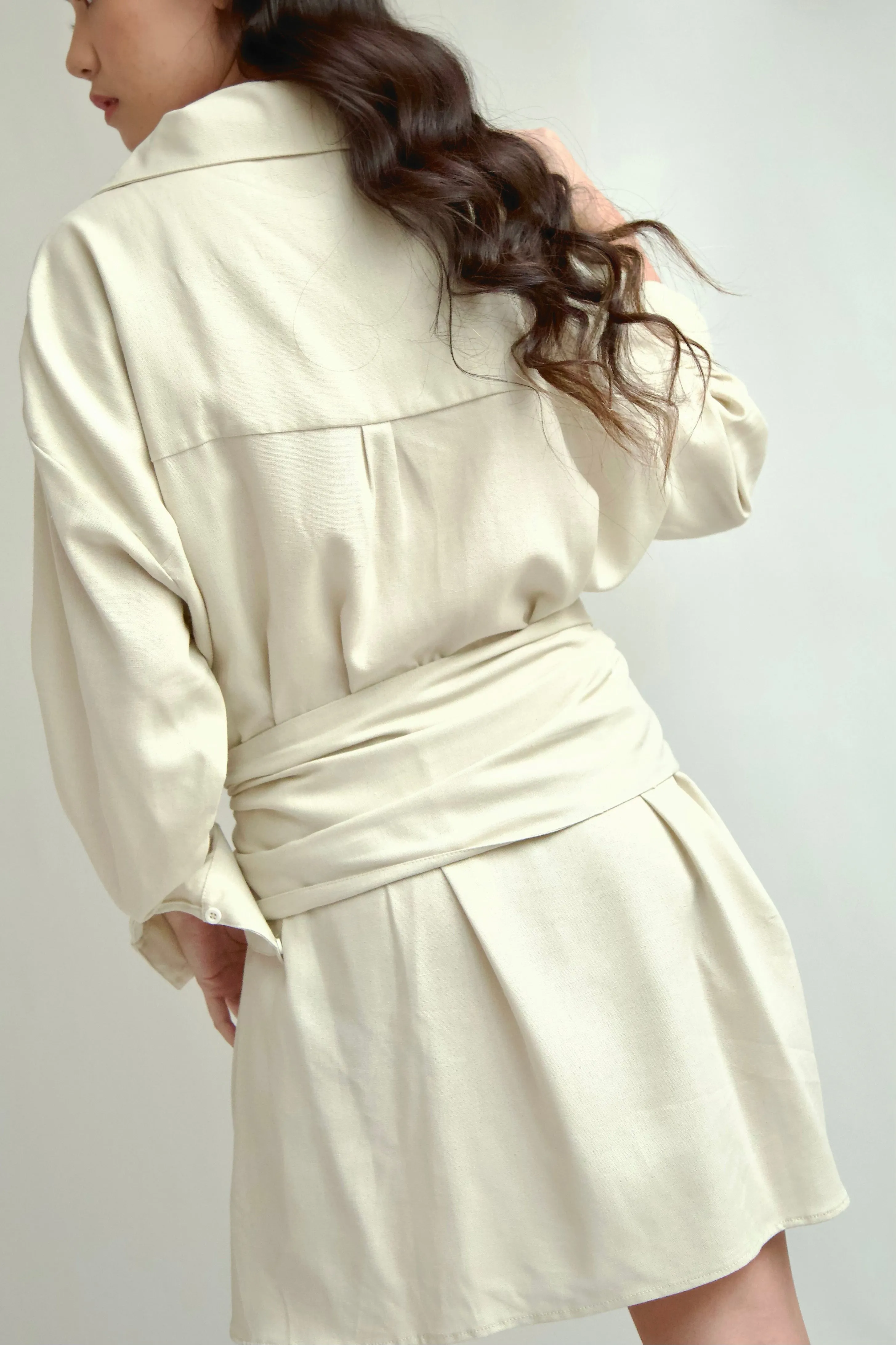 BUTTON DOWN POLO DRESS W/ WRAP TIE