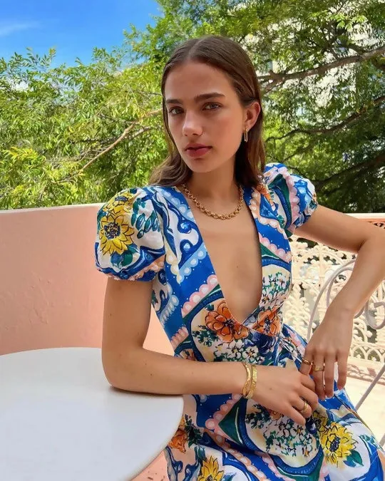 By Nicola Havana Wrap Mini Dress In Azure Floral