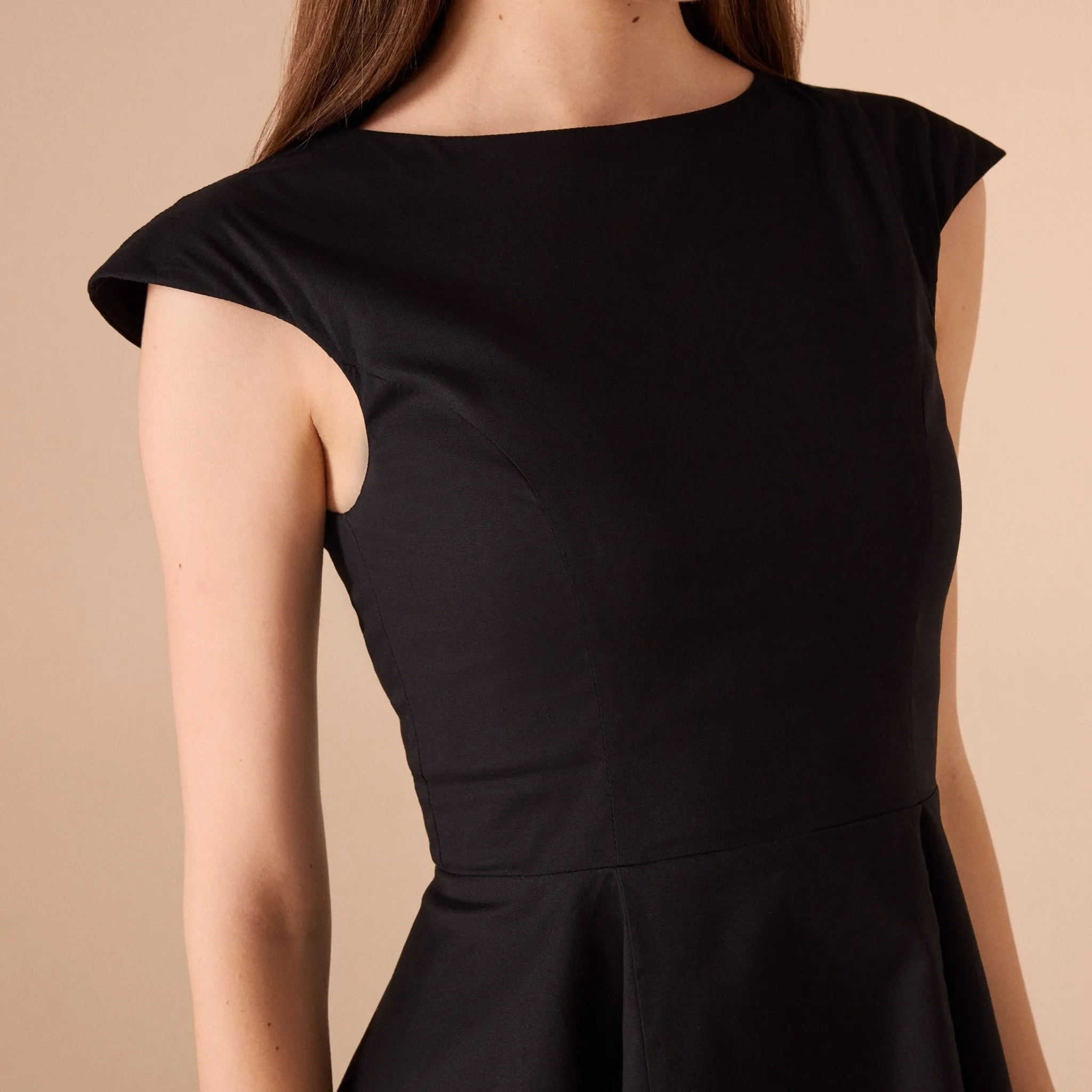 Cap Sleeves Poplin Midi Dress