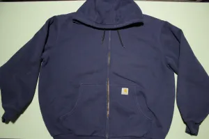 Carhartt J149 NVY Blue Thermal Lined Hoodie Sweatshirt Zip Heavy Duty Jacket