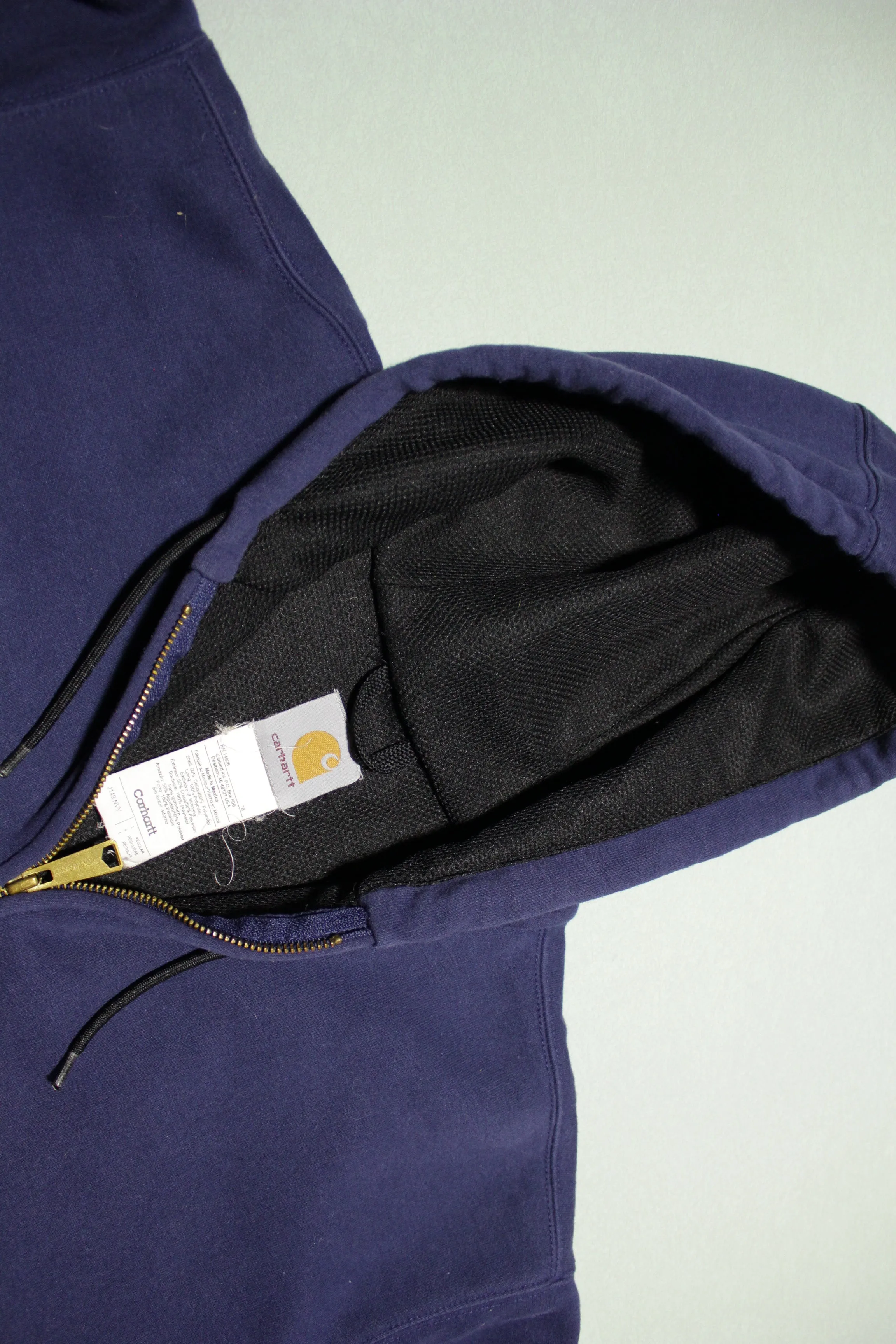 Carhartt J149 NVY Blue Thermal Lined Hoodie Sweatshirt Zip Heavy Duty Jacket