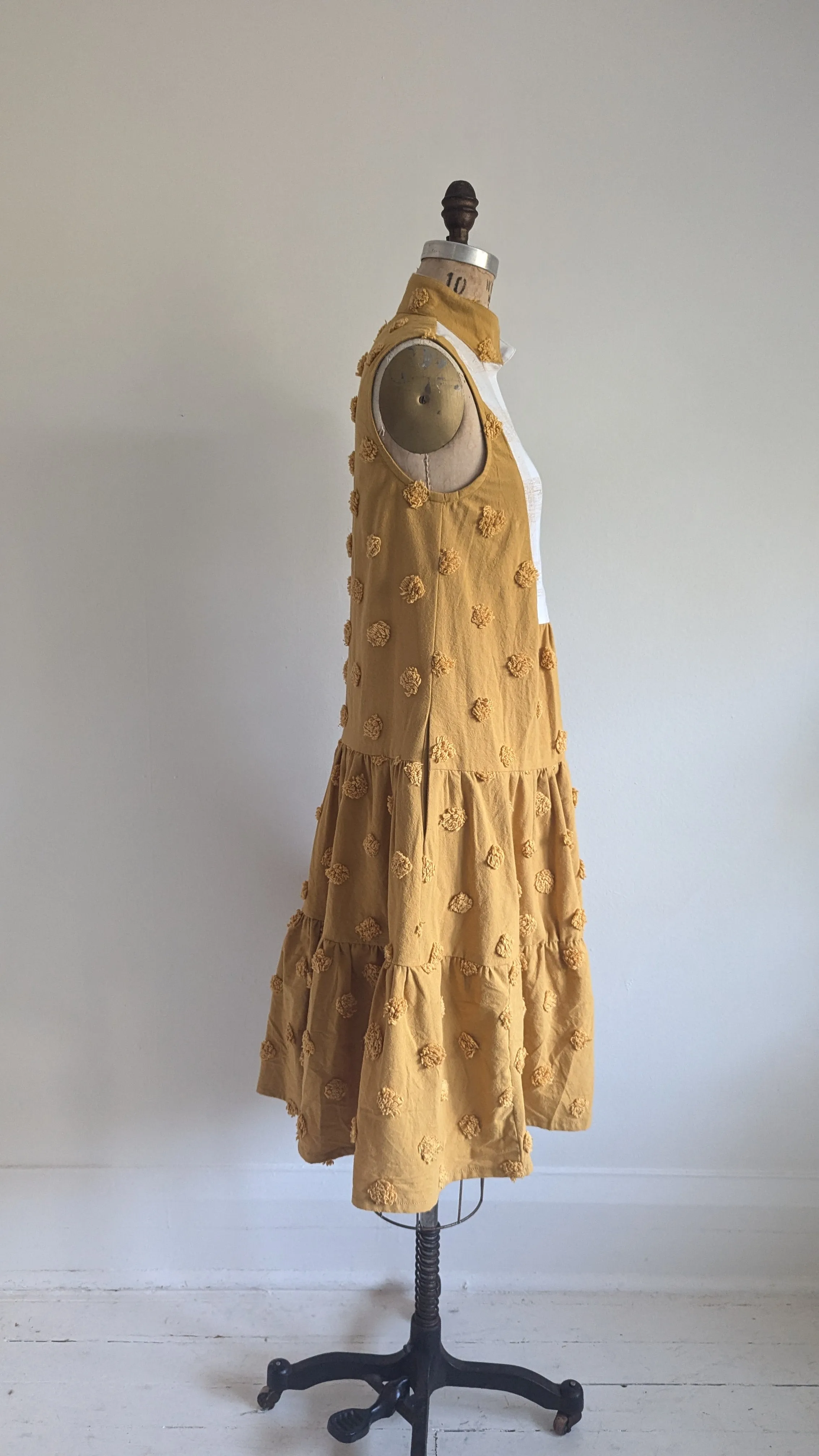 Carrie Dress - One of a Kind Upcycled & Vintage Cotton & Chenille Size XS/S #CAR1
