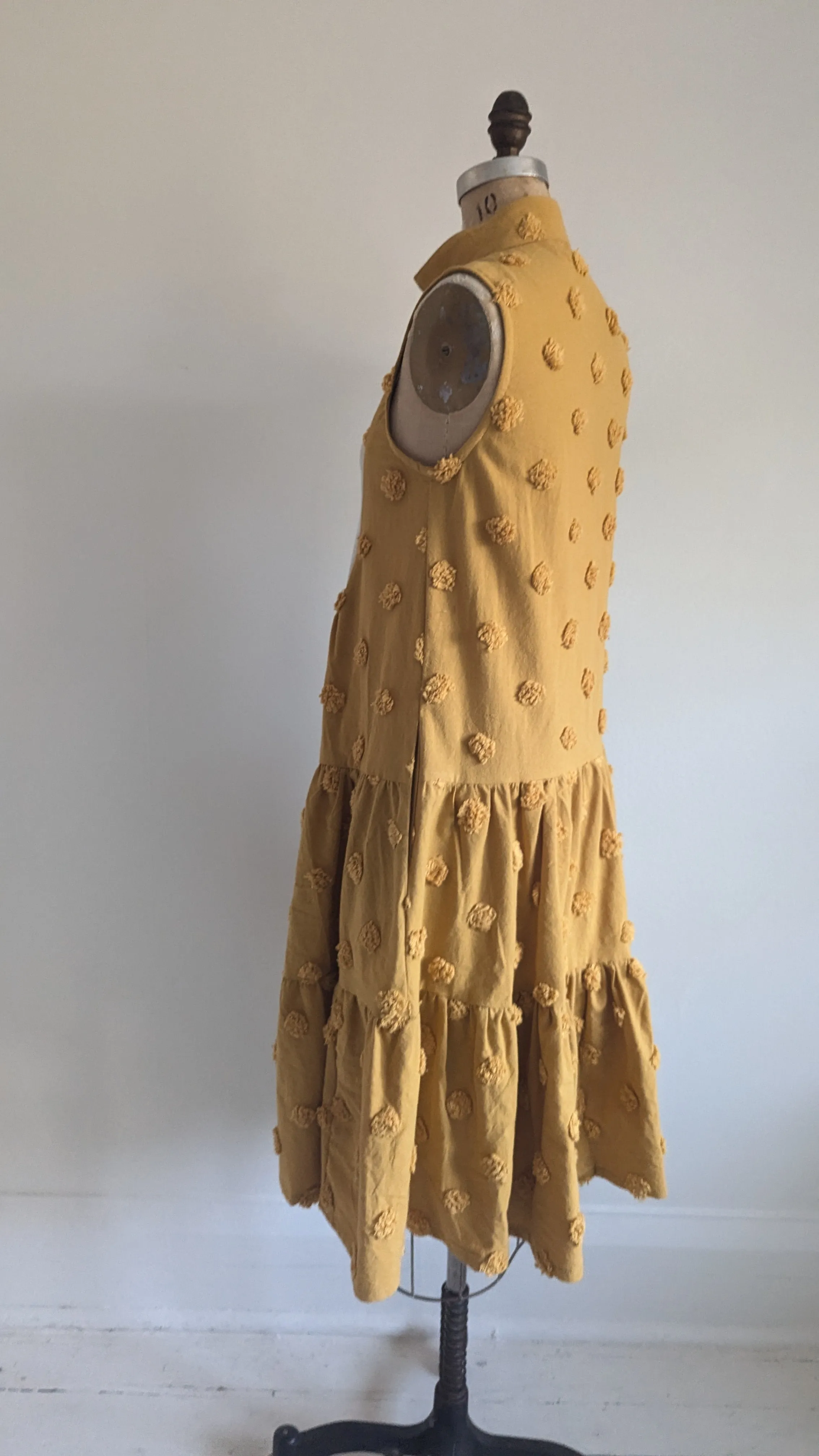 Carrie Dress - One of a Kind Upcycled & Vintage Cotton & Chenille Size XS/S #CAR1