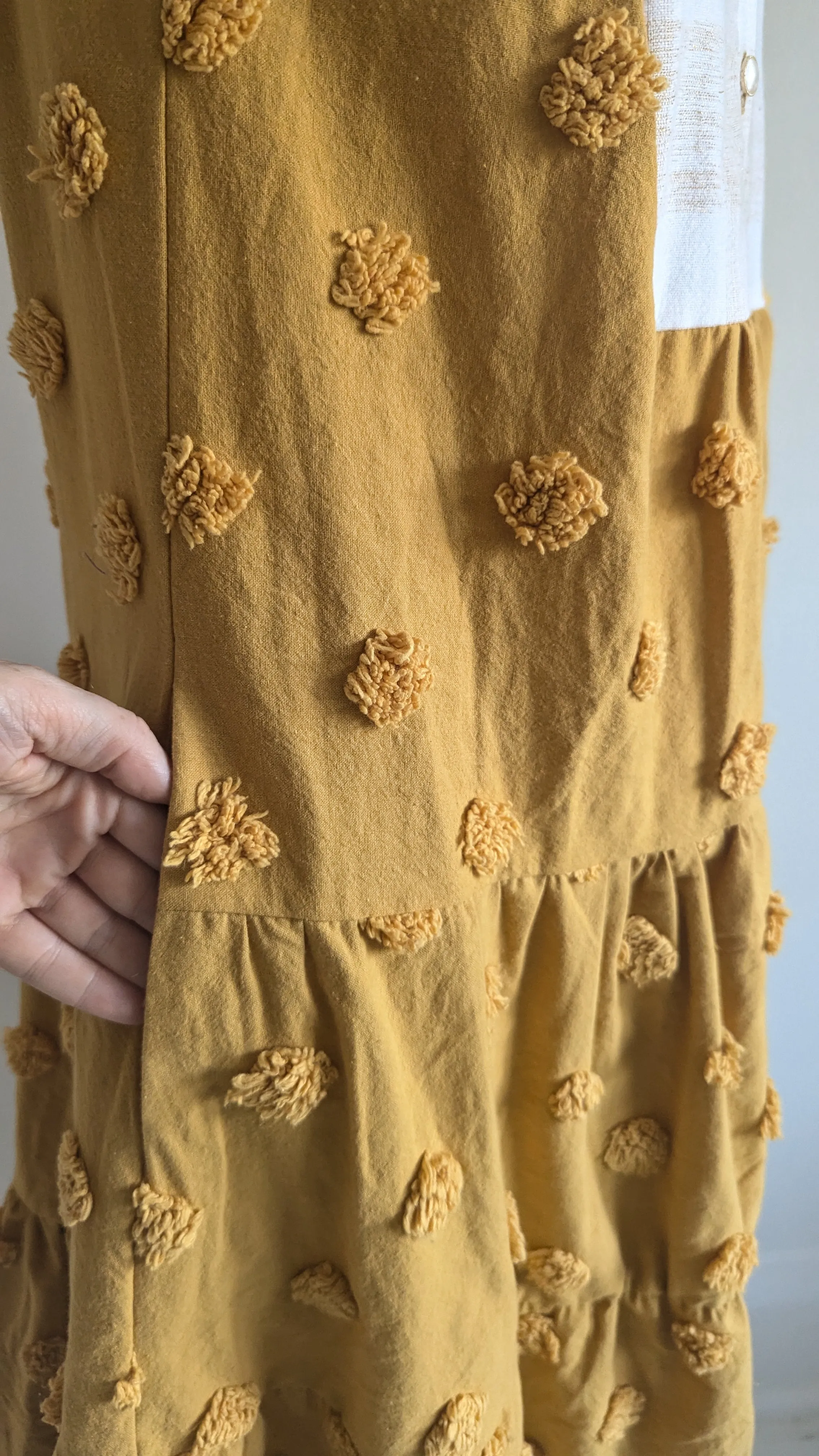Carrie Dress - One of a Kind Upcycled & Vintage Cotton & Chenille Size XS/S #CAR1