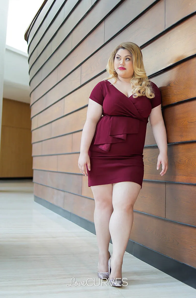 Cascade Wrap Dress - Maroon - KDR