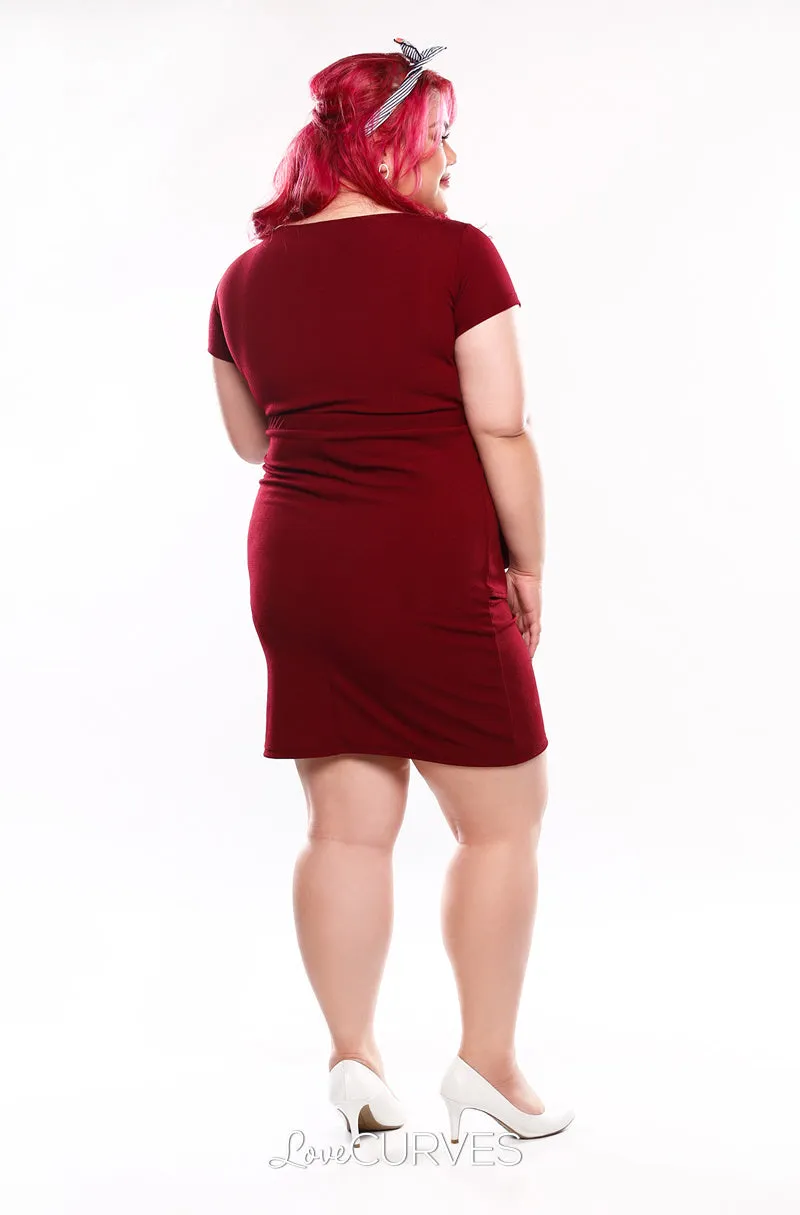 Cascade Wrap Dress - Maroon - KDR