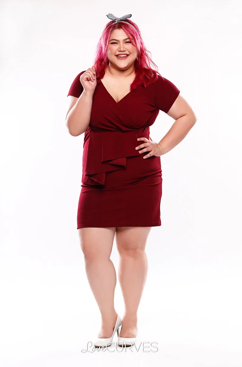 Cascade Wrap Dress - Maroon - KDR