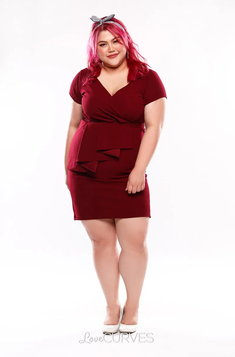 Cascade Wrap Dress - Maroon - KDR