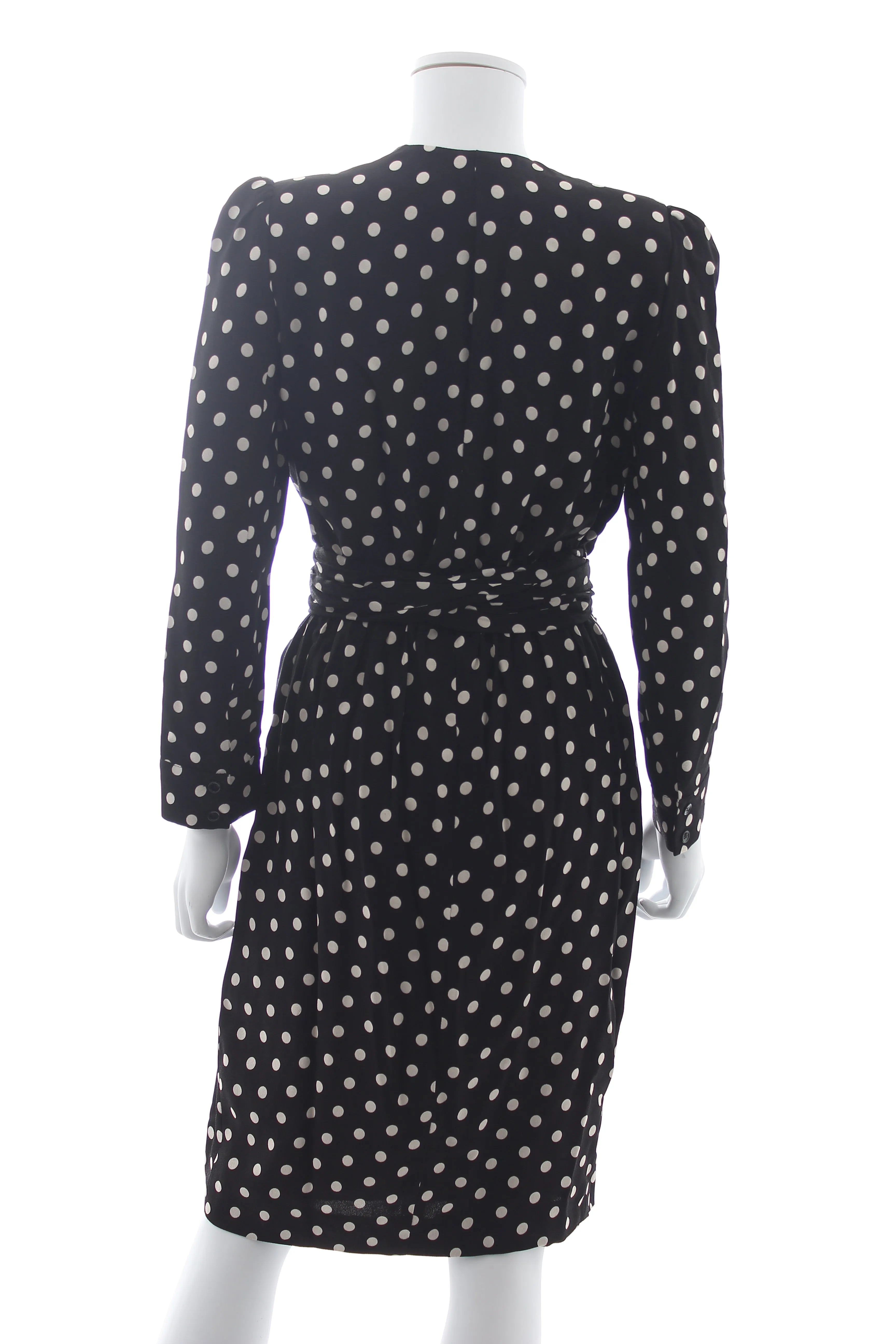 Celine Polka Dot Crepe Wrap Dress