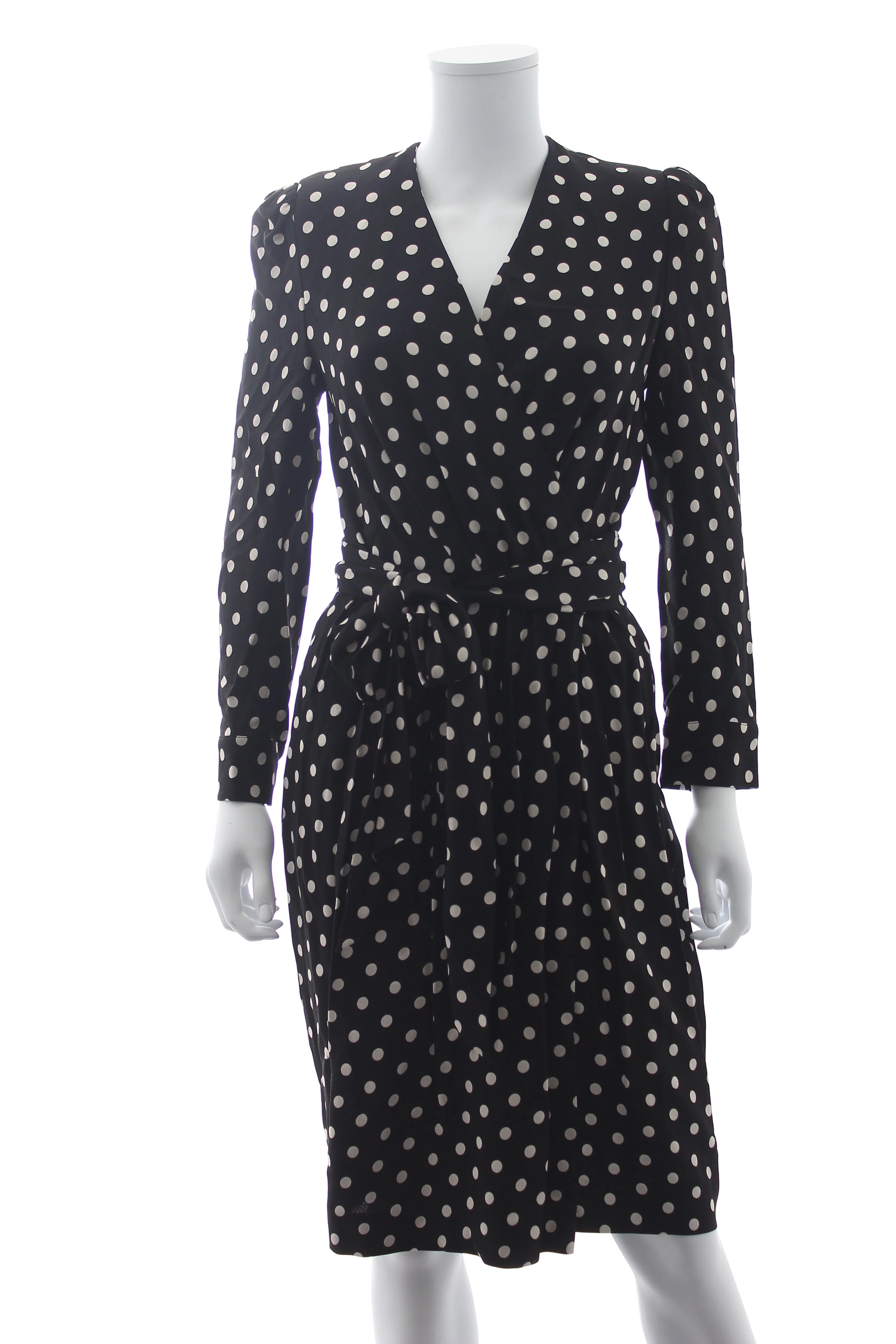 Celine Polka Dot Crepe Wrap Dress