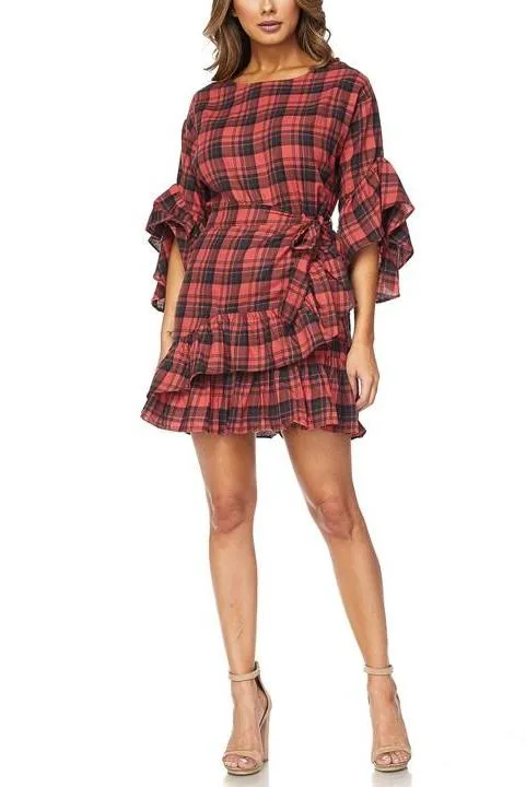 Checkers Wrap Dress