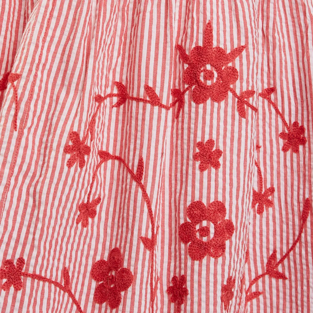 Cherry Seersucker Wrap Dress