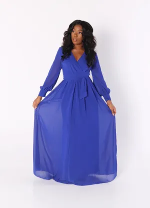 CHIFFON MAXI DRESS in Royal Blue