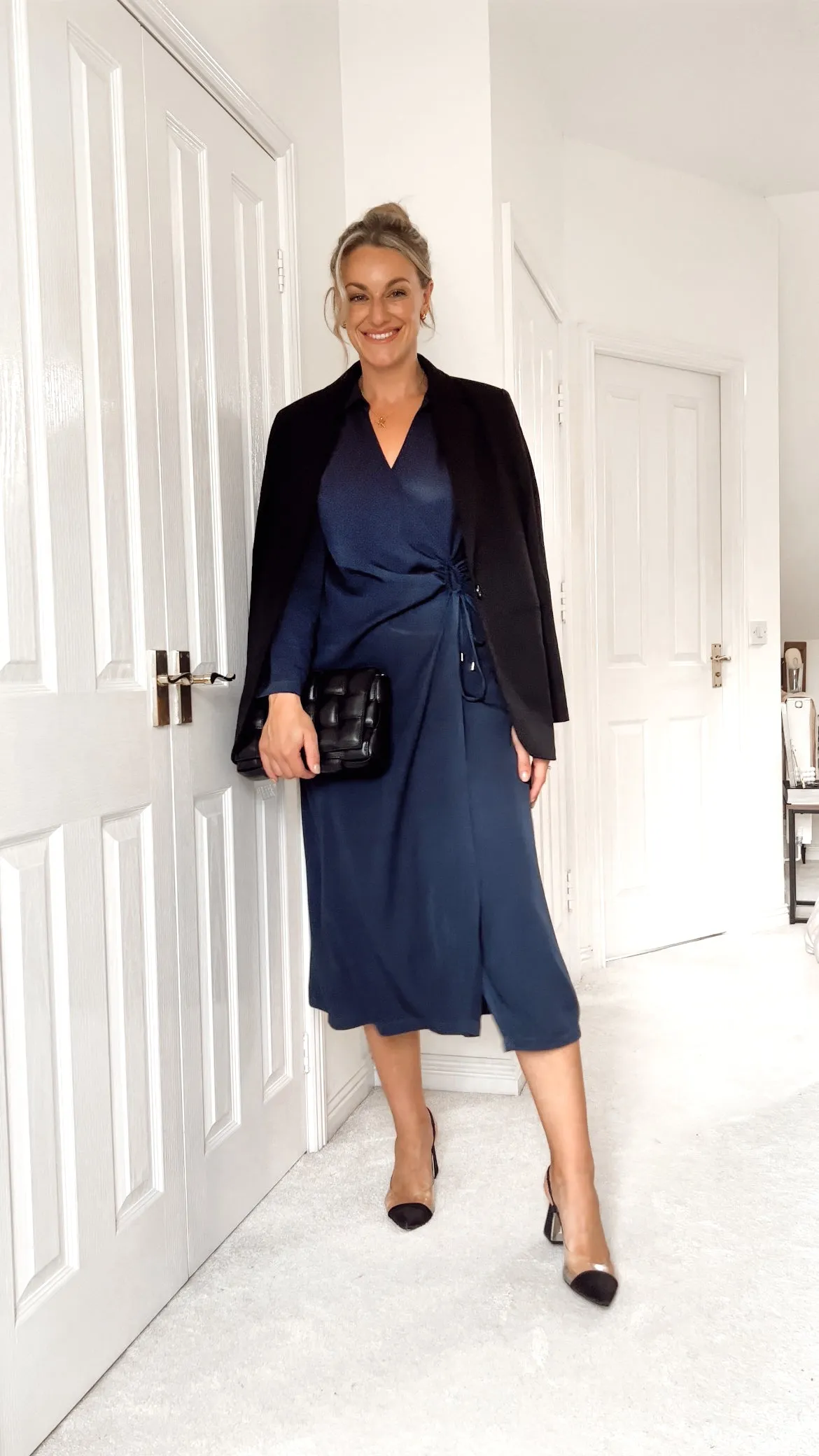 Christina - Wrap Midi Dress - Navy