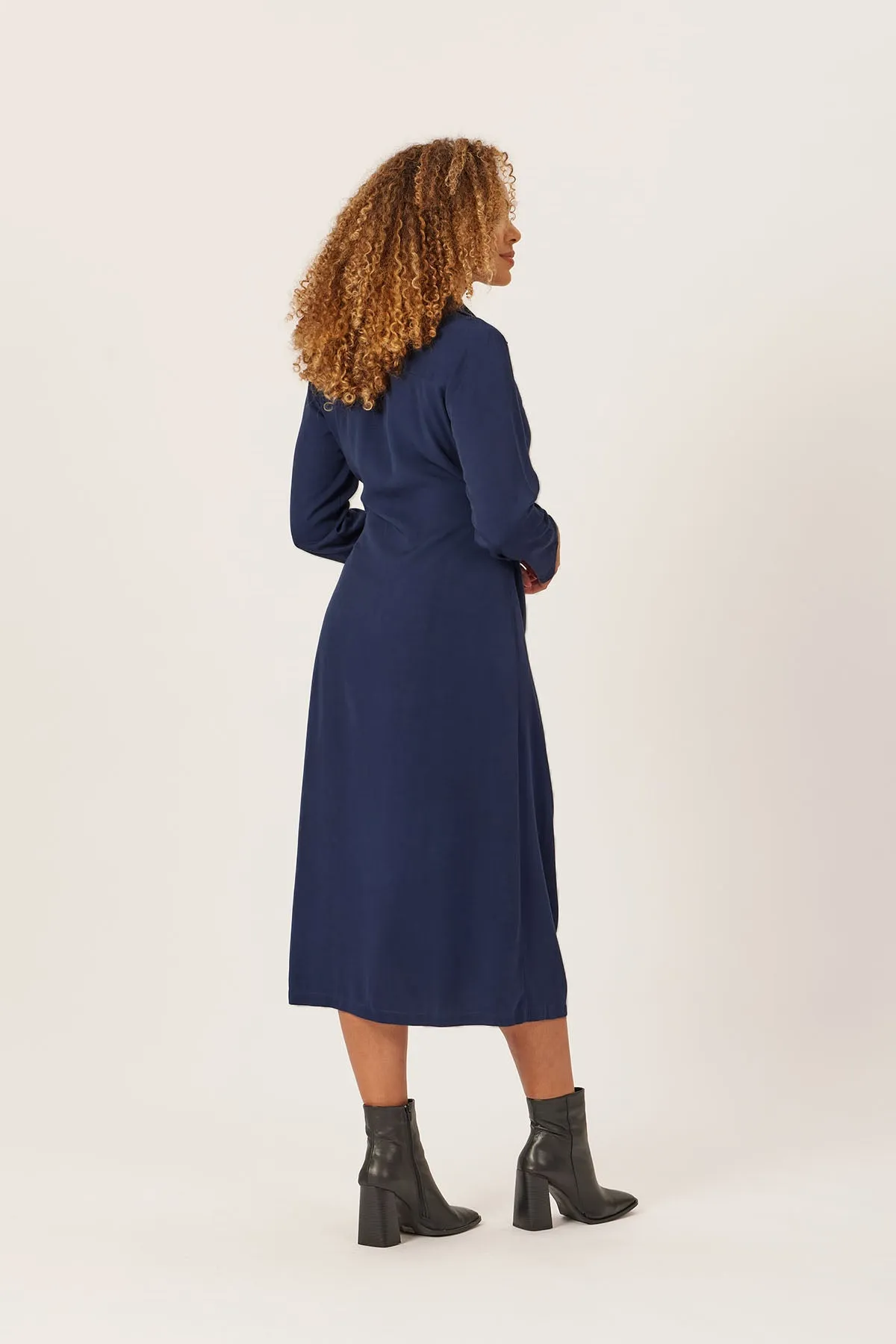 Christina - Wrap Midi Dress - Navy